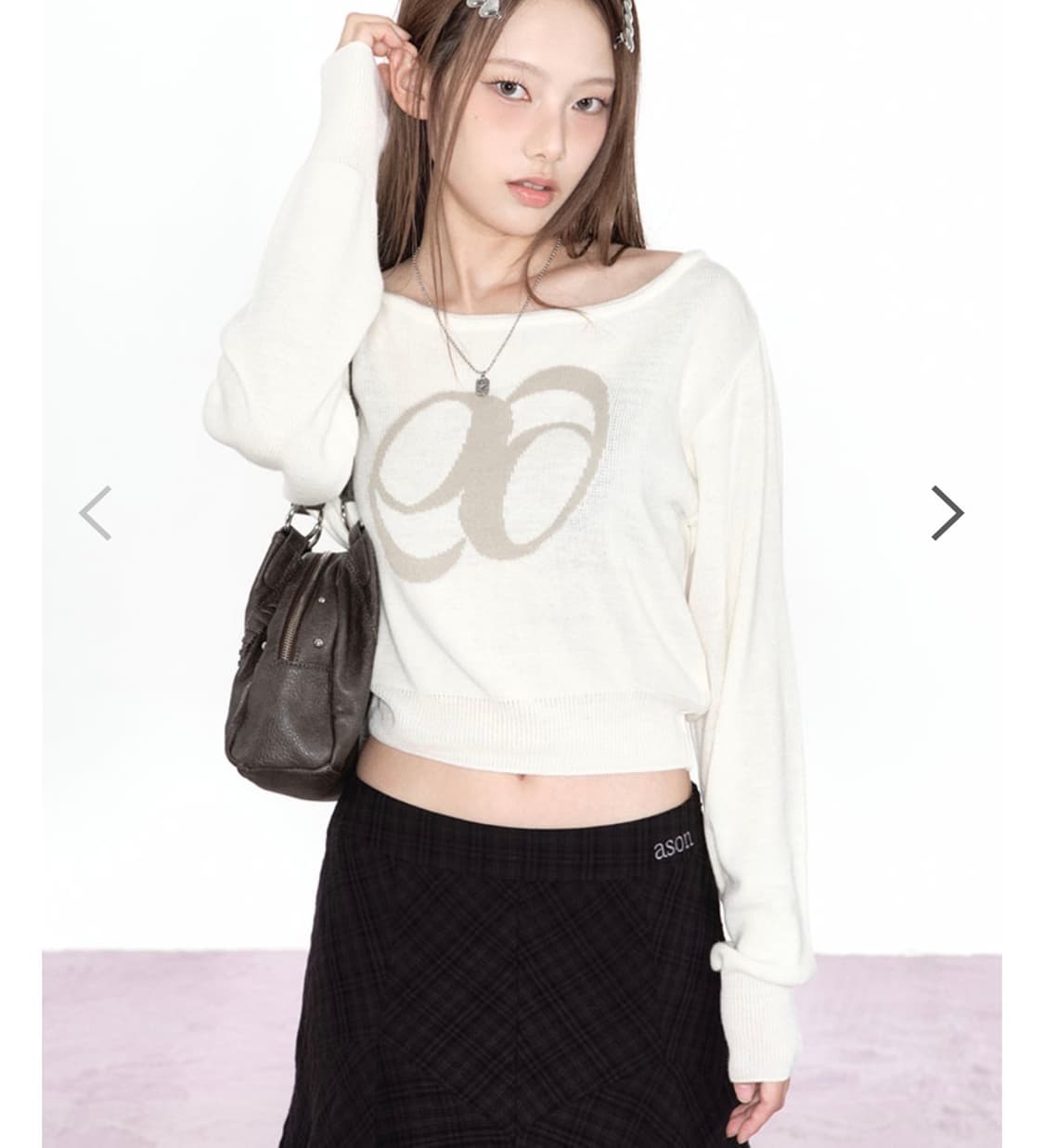 애즈온 보트넥 니트 아이보리 상품이미지2