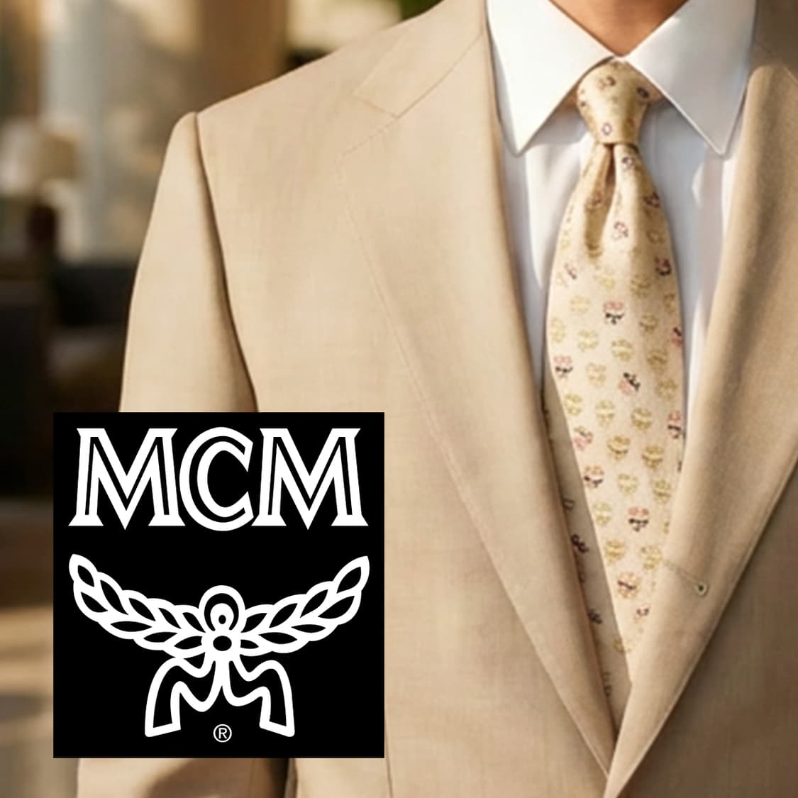 MCM 엠씨엠 실크 옐로우 로고 패턴 넥타이 9cm B등급 E874 상품이미지1
