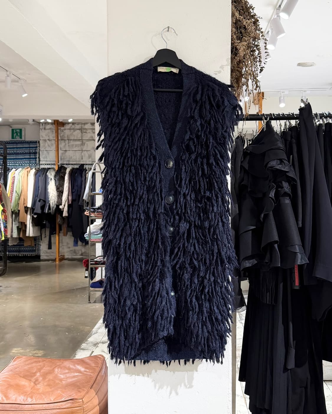 스텔라 매카트니 네이비 울 알파카 프린지 슬리브리스 가디건 상품이미지1