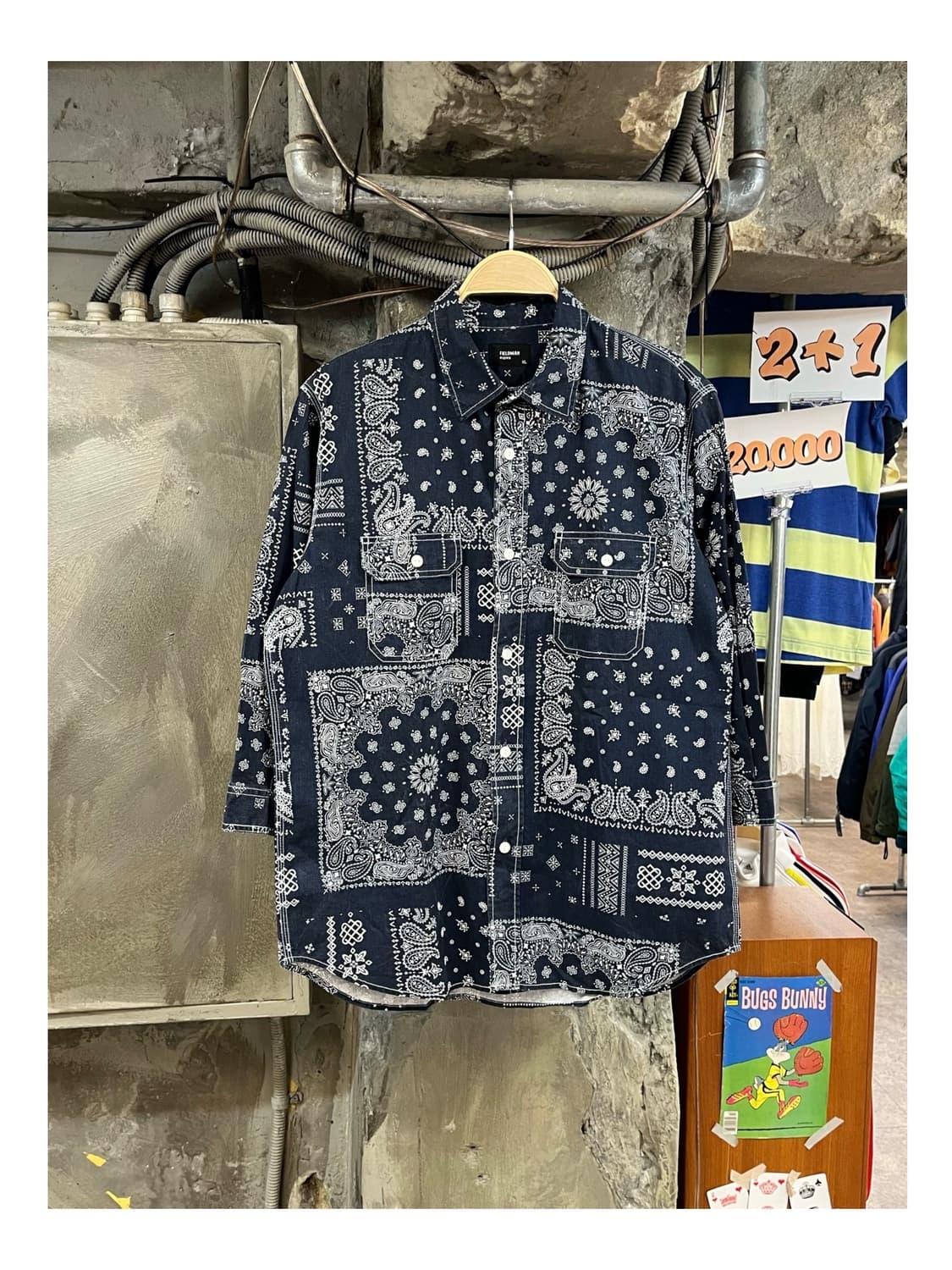 에드윈 페이즐리 셔츠 네이비 XL #csz3806 상품이미지1