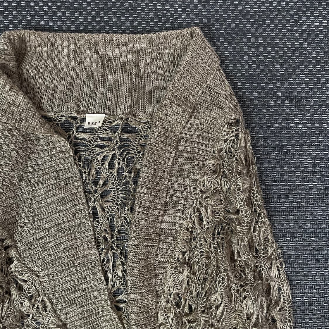 엑시즈팜 카키 페어리 에스닉 시스루 니트 가디건 상품이미지3