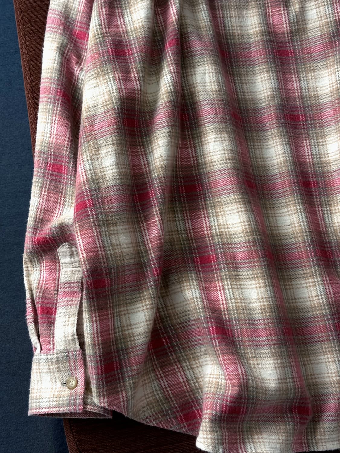 Cotton woven nel check wide shirt 상품이미지7