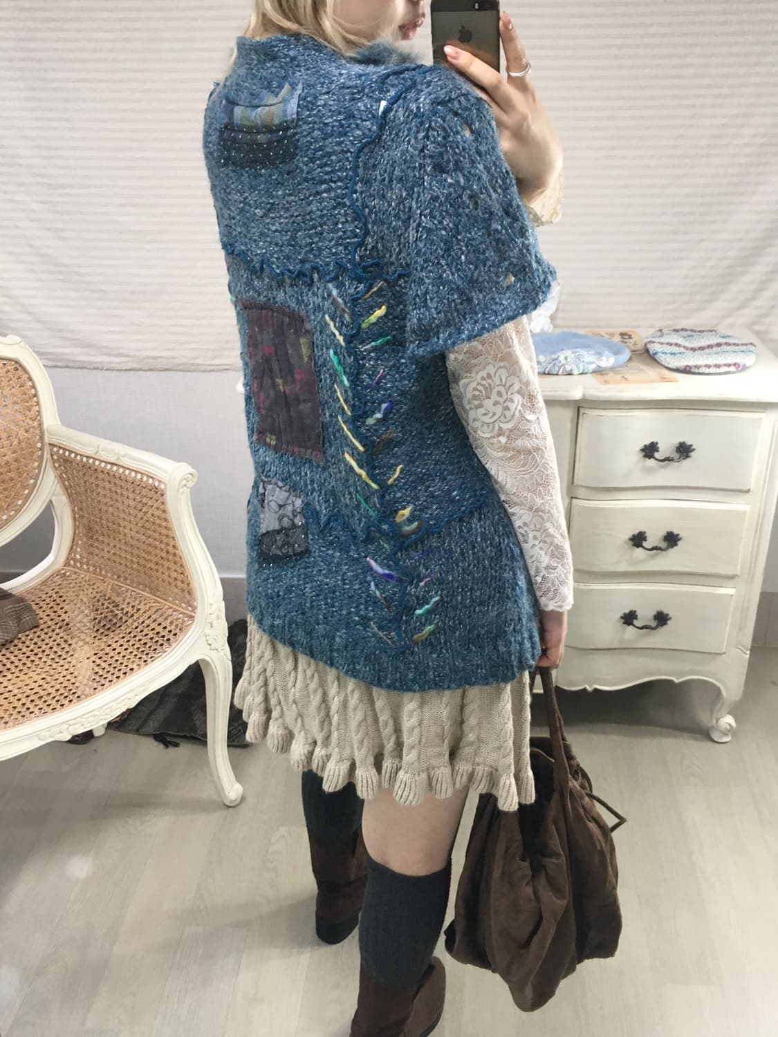 jpn vintage blue patchwork bolero cd 상품이미지3