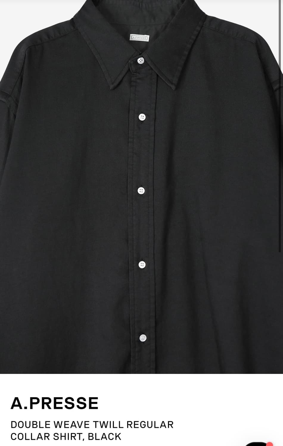 아프레쎄 더블 위브 트윌 레귤러 칼라 셔츠 블랙 25sap 02 10h 상품이미지3