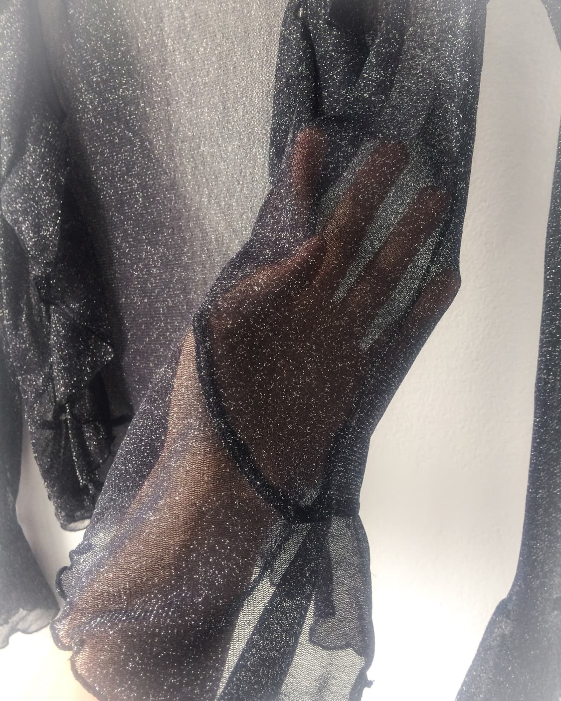 Glitter frill open mesh cardigan 상품이미지5