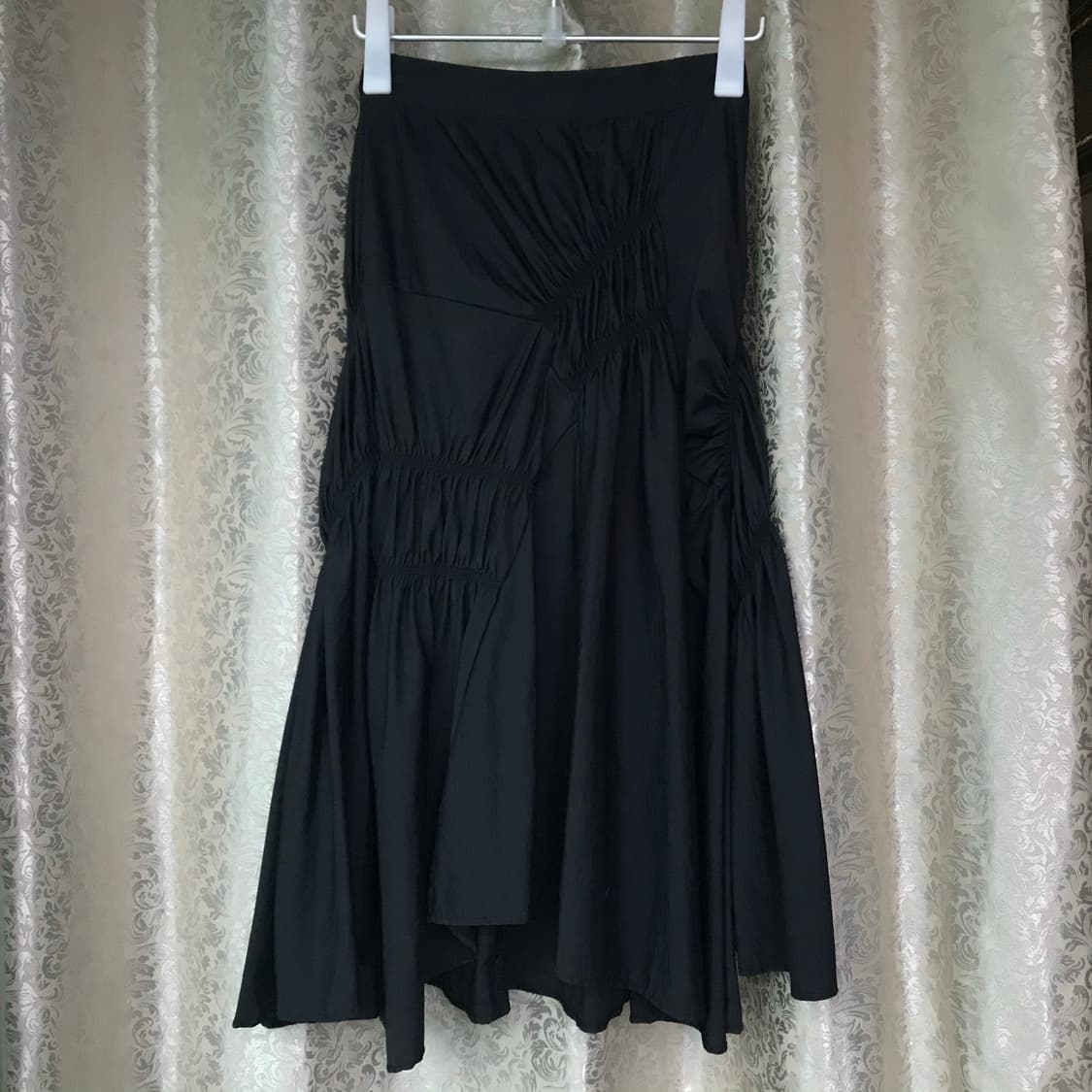 Black shirring long skirt 상품이미지2