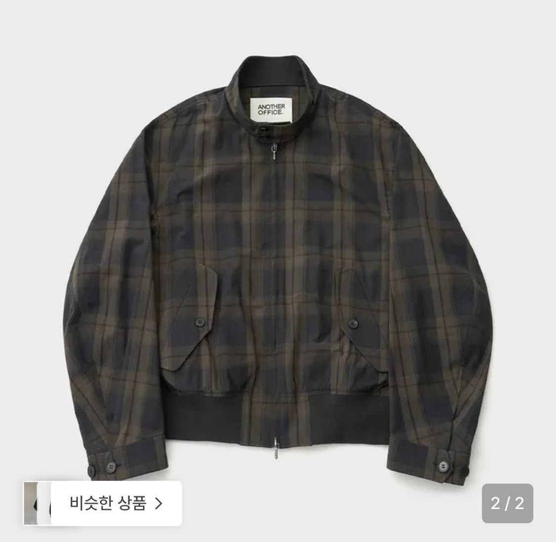 어나더오피스 체크 해링턴 3사이즈 (블랙 올리브) 상품이미지2