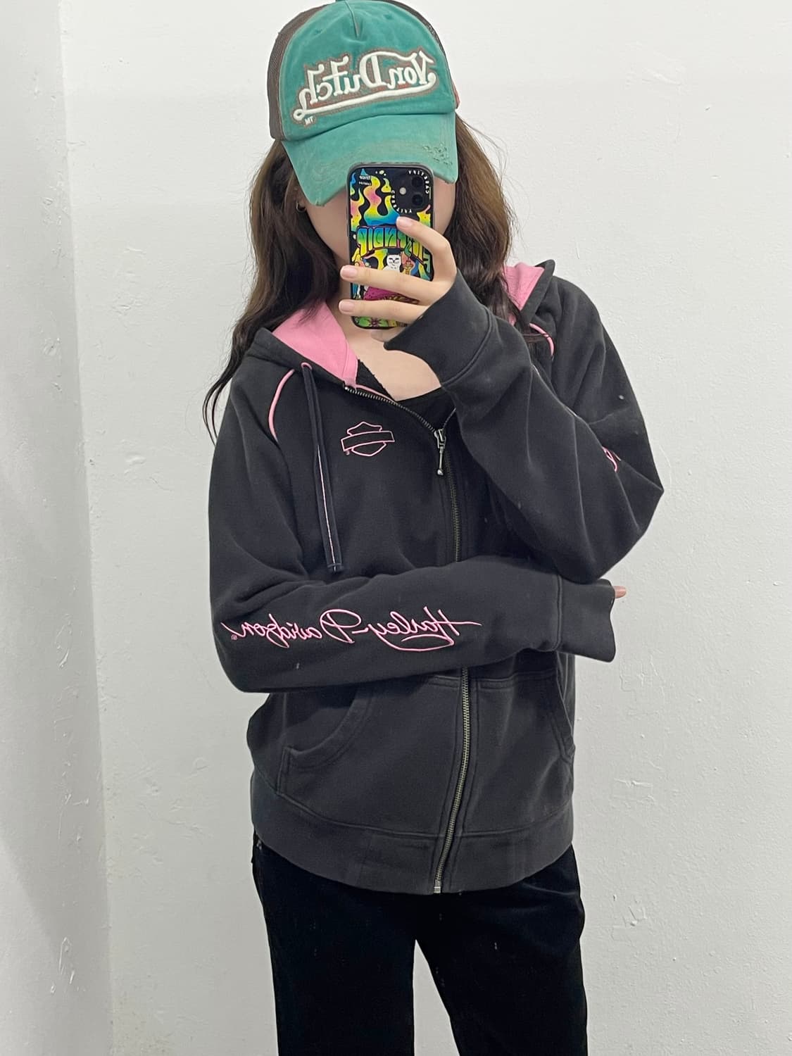 할리데이비슨 핑크 로고 후드집업 상품이미지3