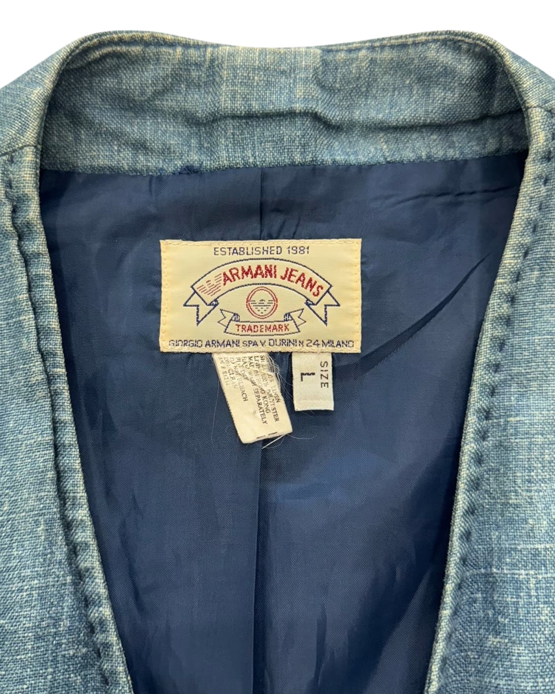 아르마니 진 90s 린넨 자켓 블루 상품이미지9