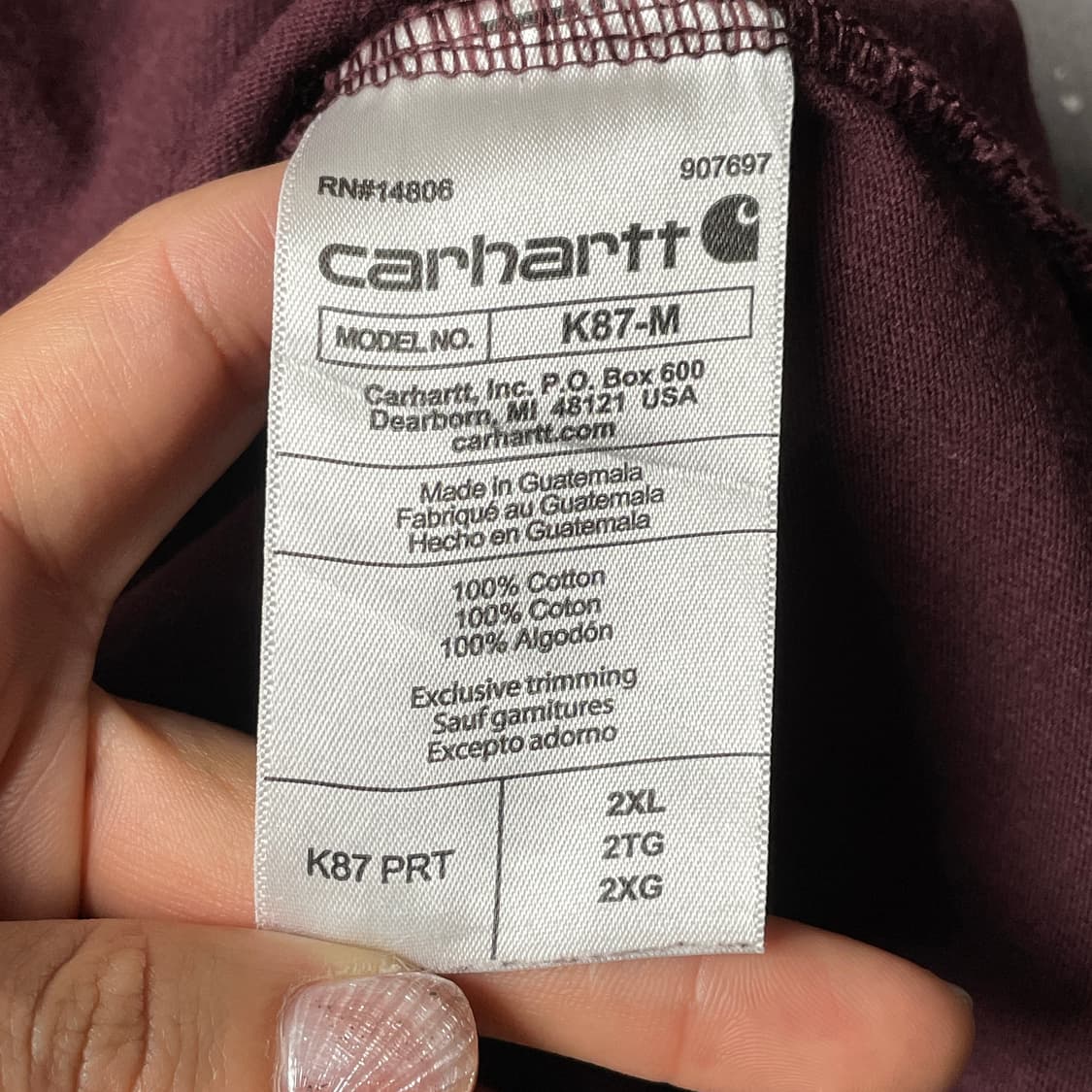 CARHARTT 칼하트K87 와인 포켓 반팔 티셔츠 A01147 상품이미지10