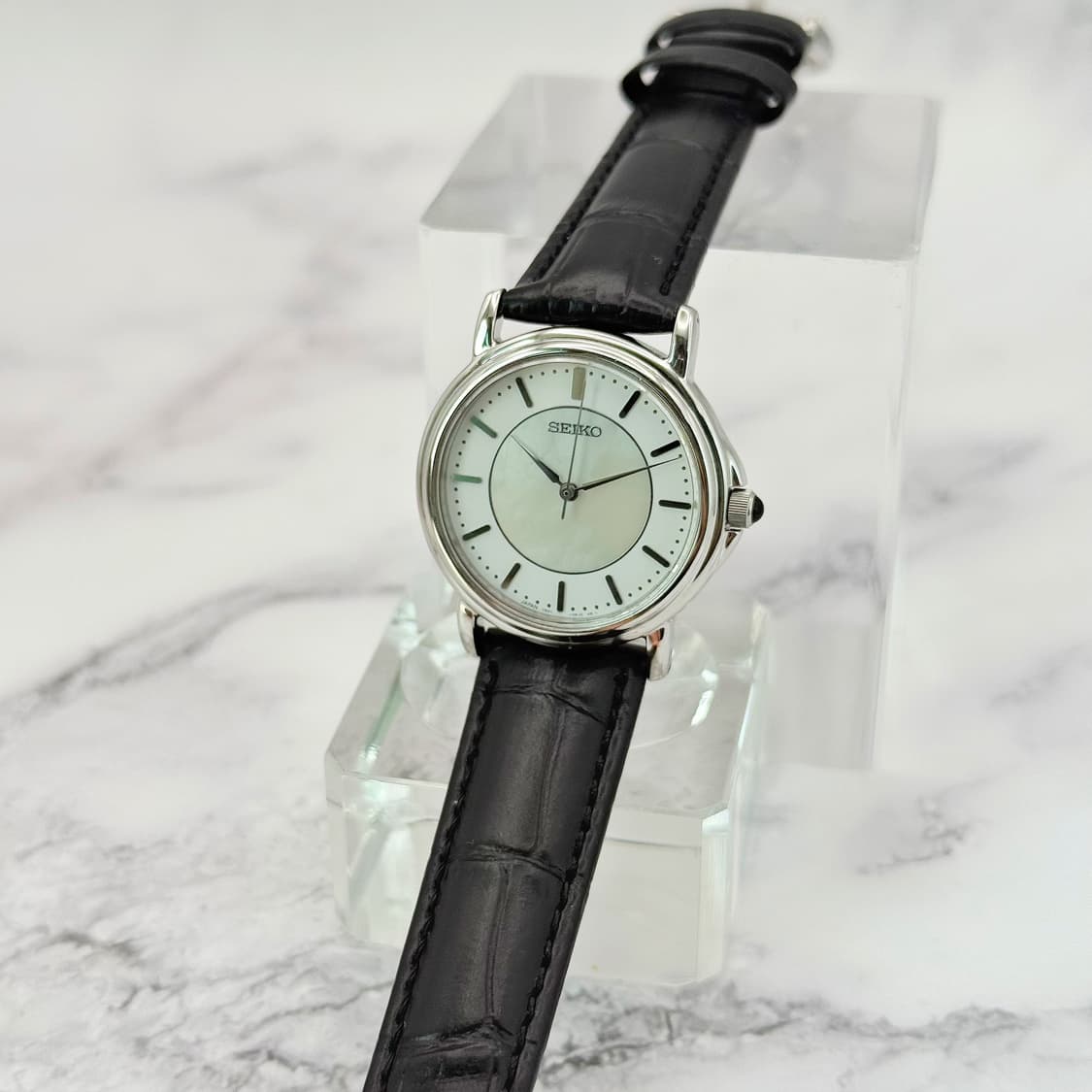 90s00s 빈티지 세이코 실버 쉘 다이얼 워치 상품이미지2