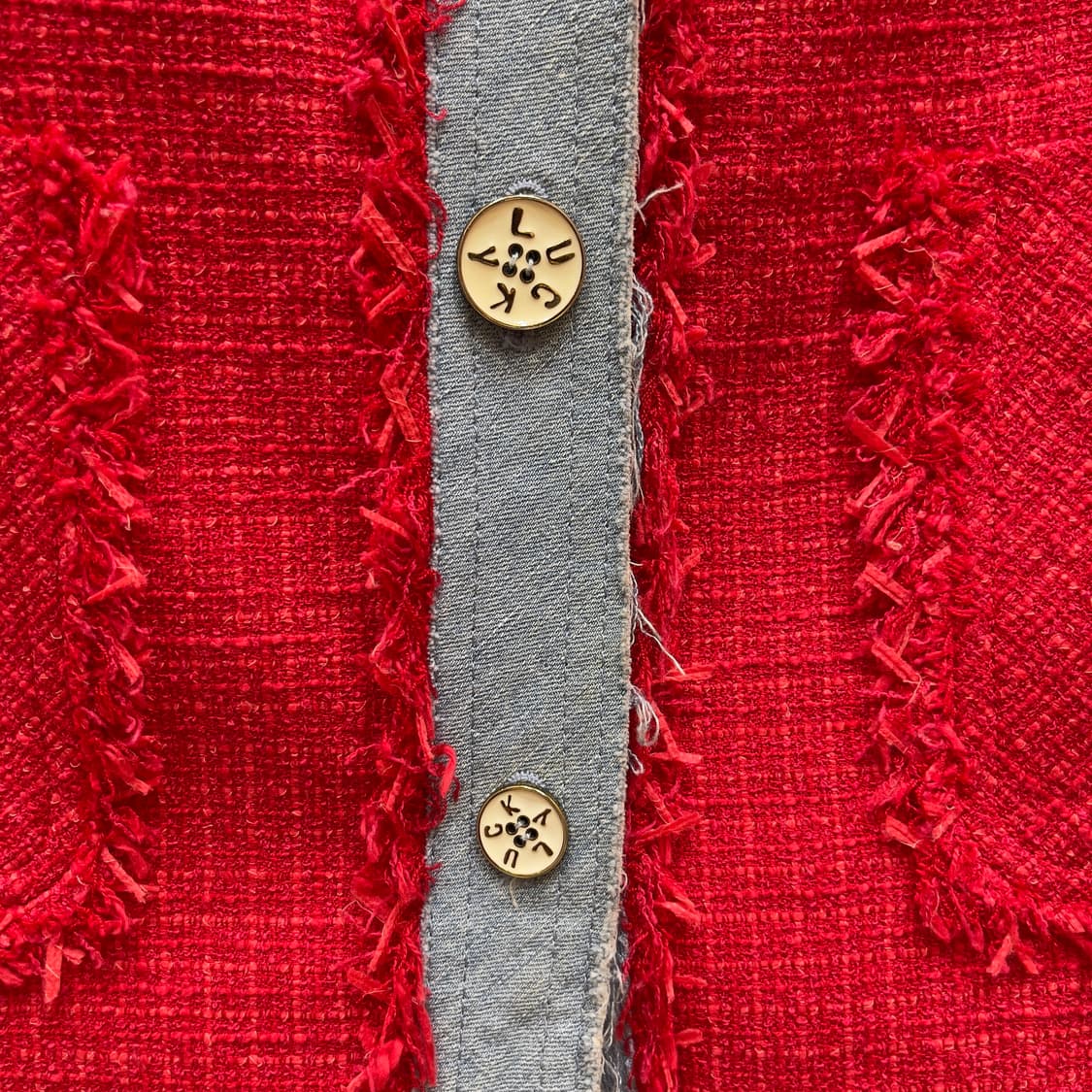 럭키슈에뜨 트위드 데님 배색 베스트 상품이미지4