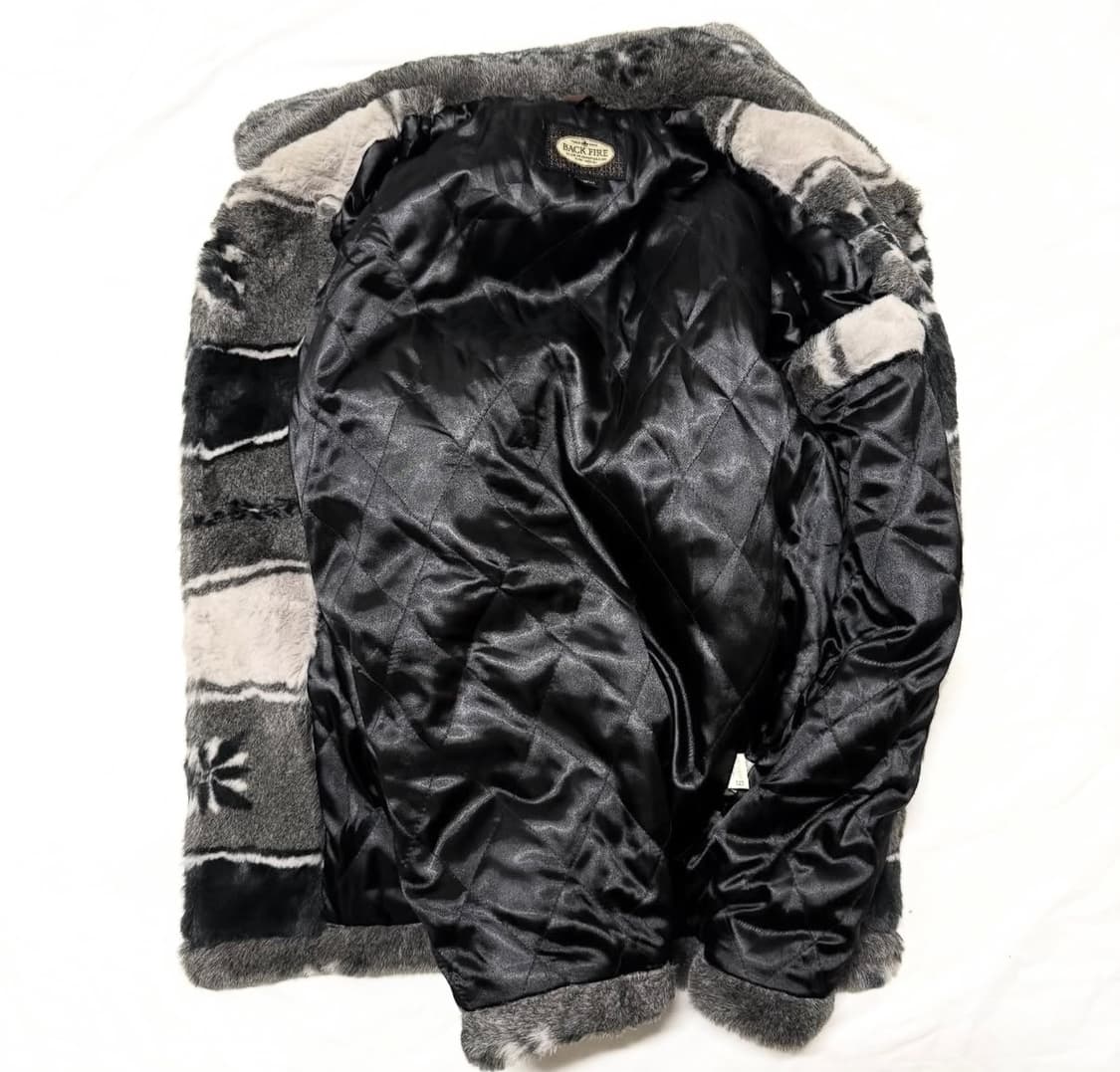 Back Fire - 패턴 퍼 코트 상품이미지4