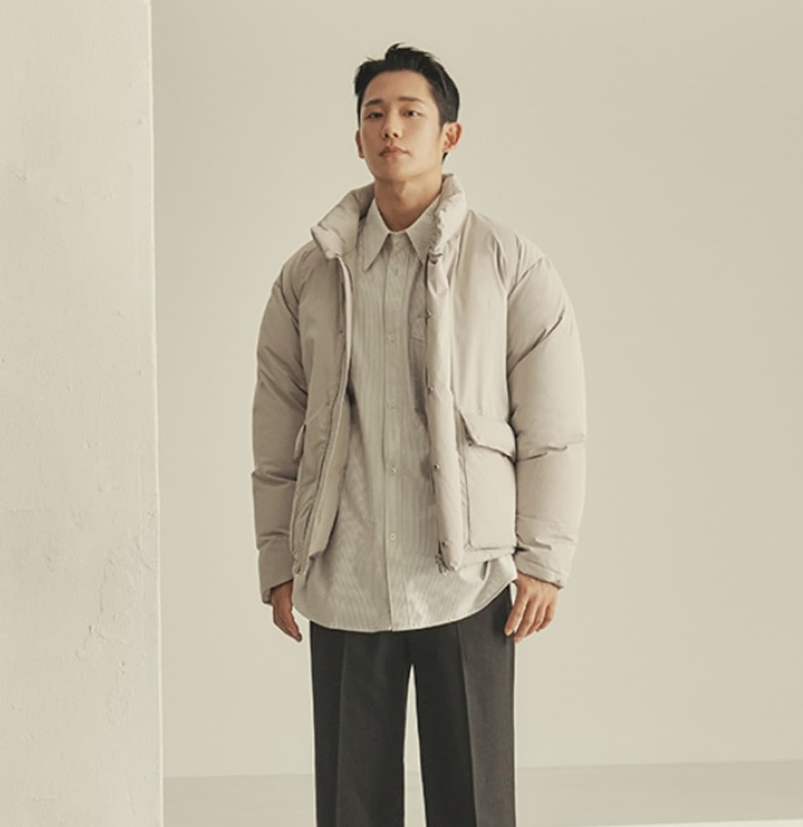 새제품) 마인드브릿지 미니멀 숏 다운 패딩 점퍼 100. 체감XL 105 상품이미지4