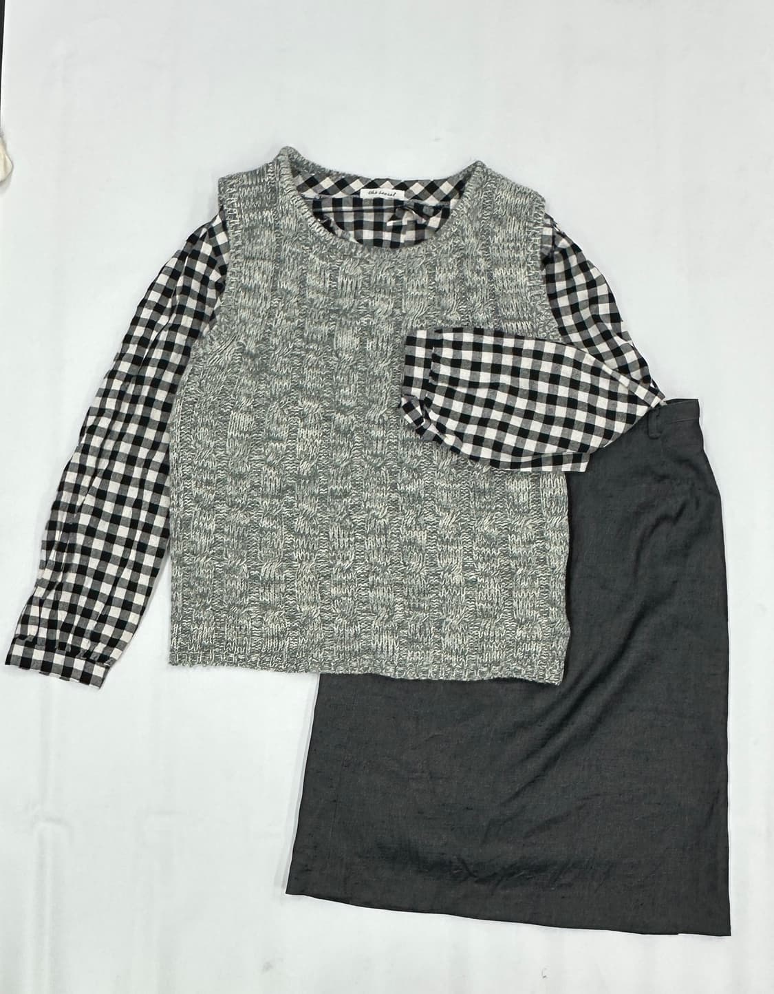 🐾하구미의 그런지 체크 코디세트 🐾 레이어드 무채색 러블리 상품이미지3