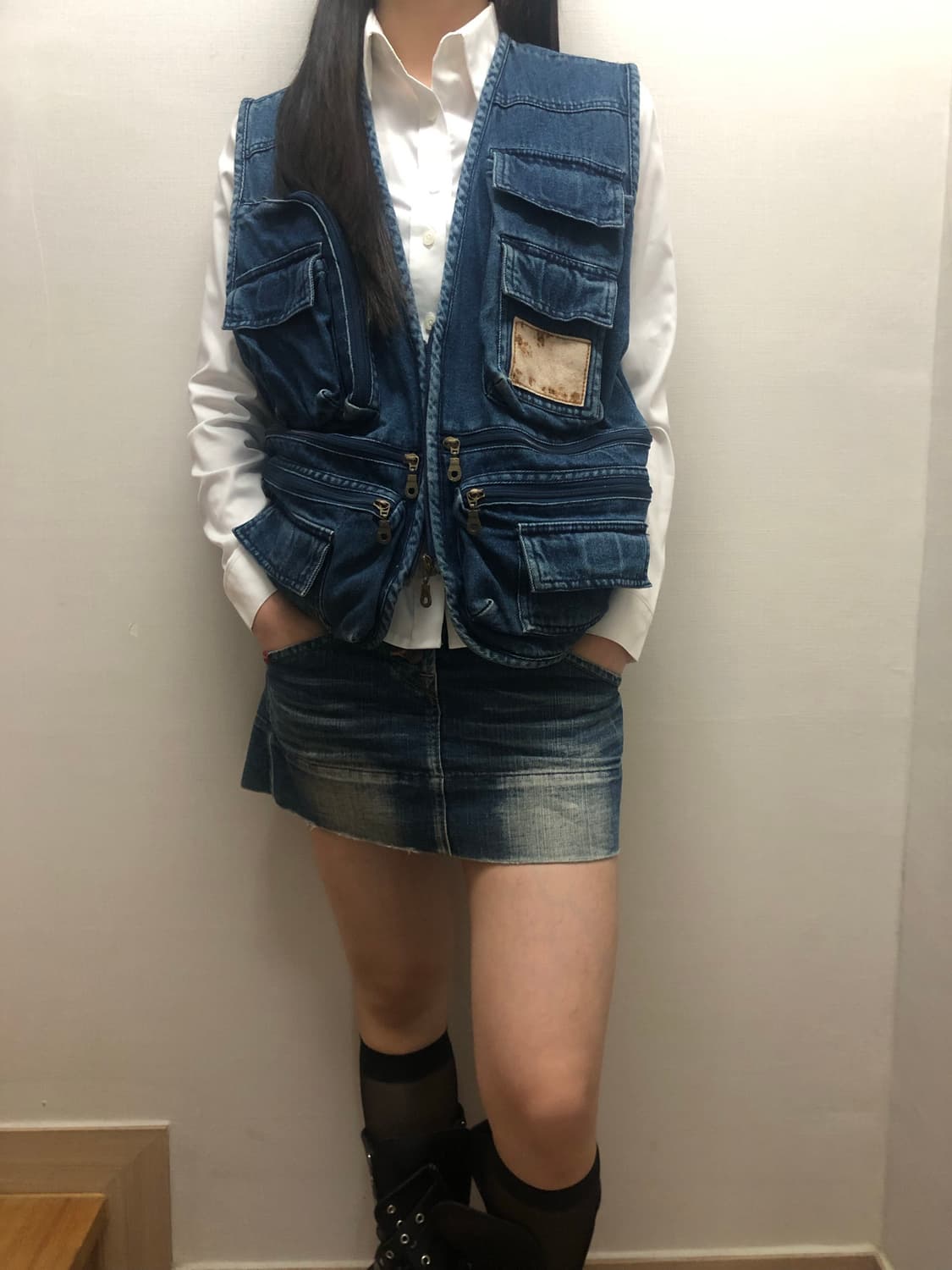 빈티지 데님 포켓 베스트 상품이미지8