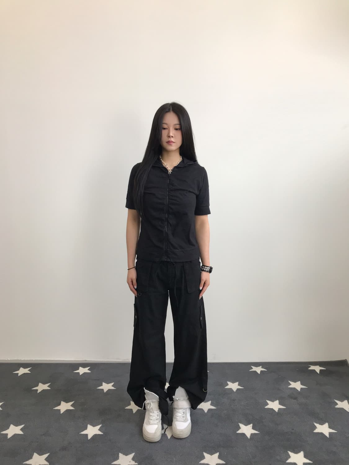 Jpn Y2K Black Linen Cargo Pants 상품이미지4