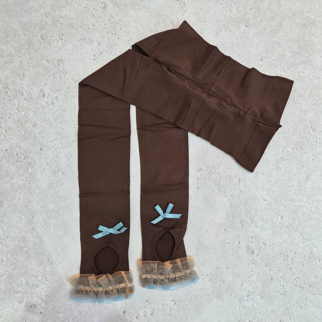 브라운 프릴리본 다리보정 압박레깅스 슬리밍 스타킹 상품이미지1