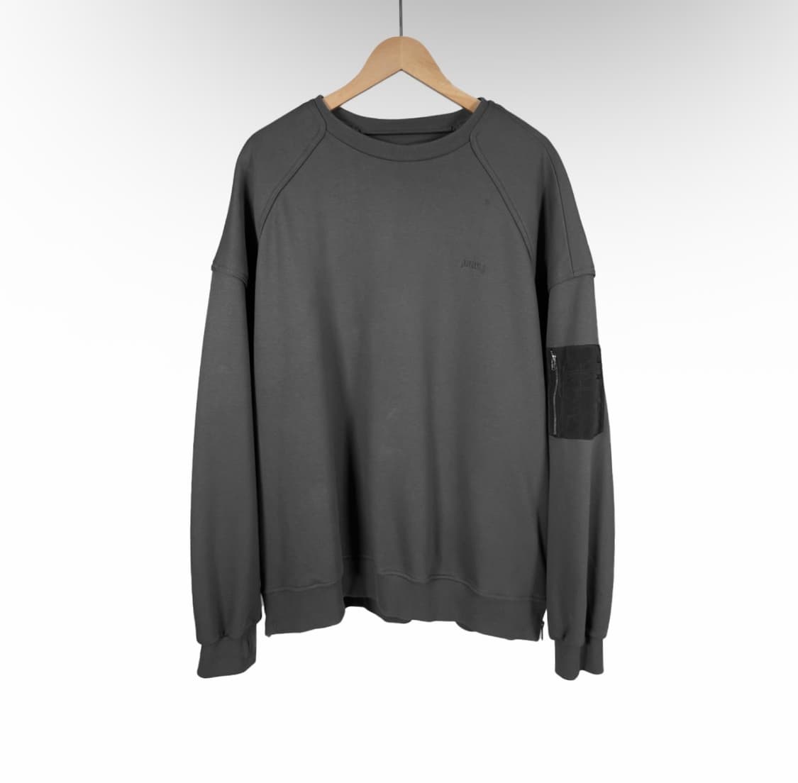 [L] 준지 남성 사이드 지퍼 MA-1 마원 스웨트 맨투맨 티셔츠 그레이 상품이미지1