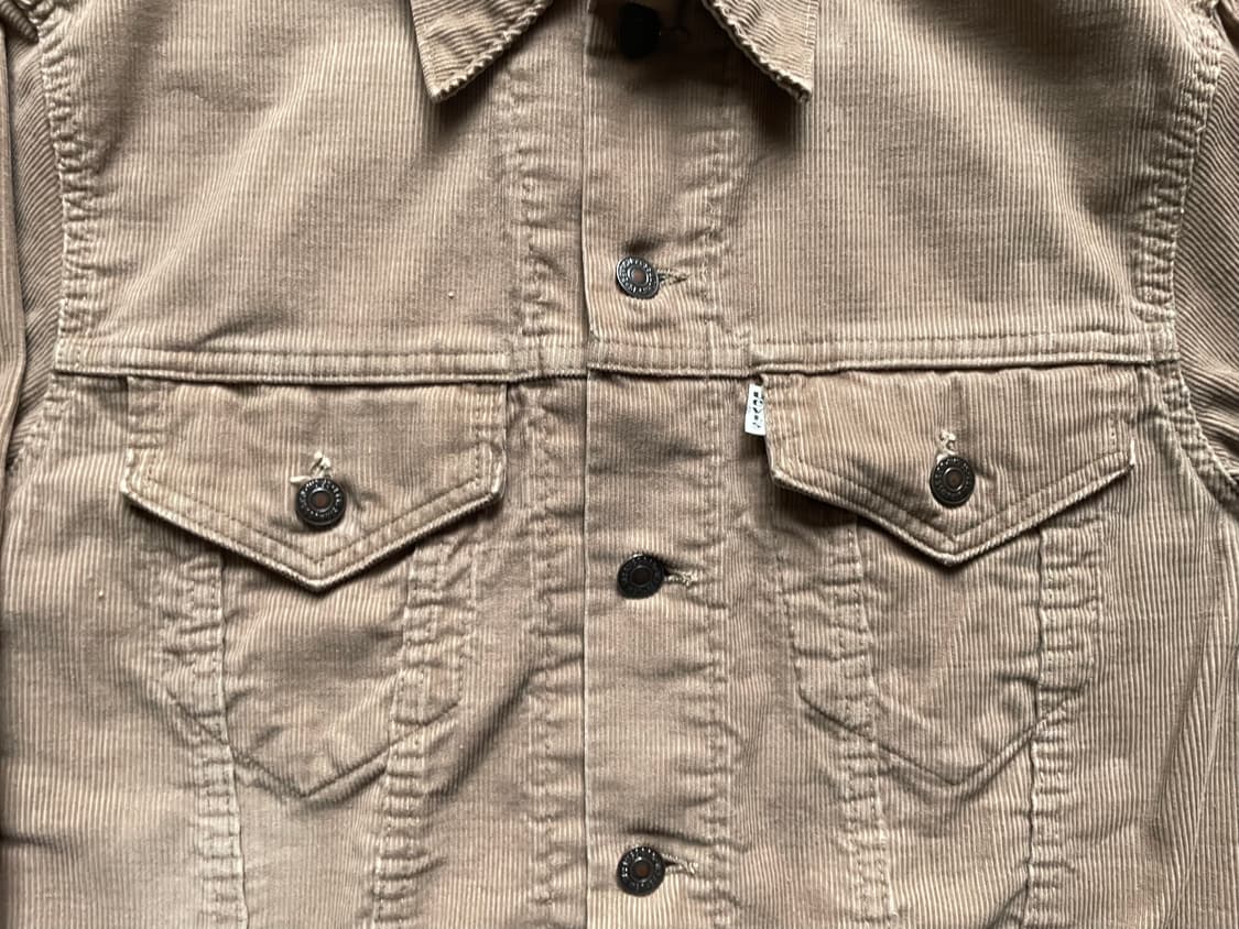 70s 빈티지 리바이스 코듀로이 트러커 자켓 70505 카키 38 상품이미지4