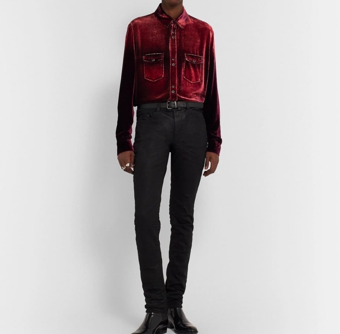 [강동원님 착용] 생로랑 20AW 벨벳 셔츠 상품이미지2