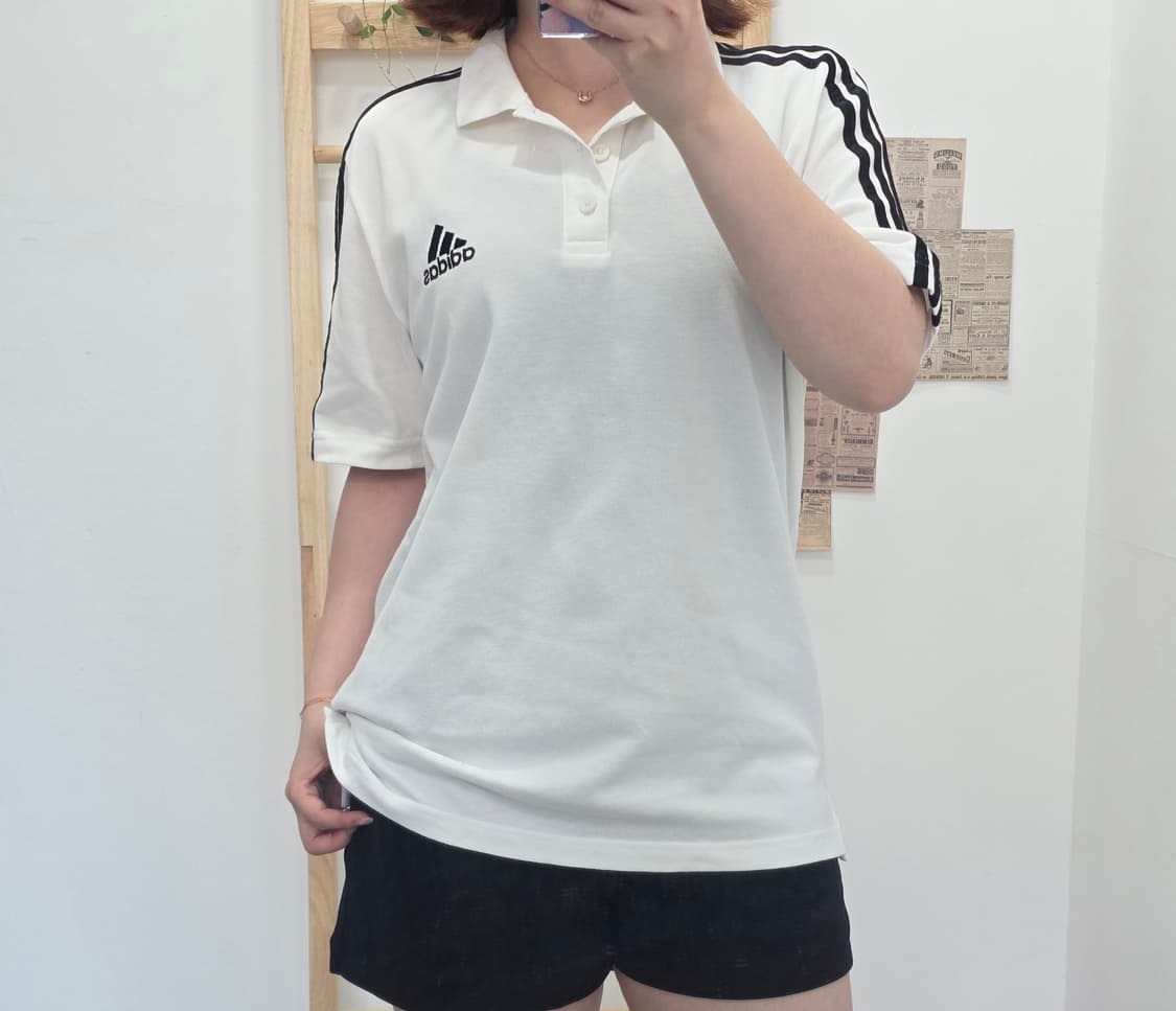 [프립]M/아디다스 삼선 반팔 카라티 흰색 상품이미지2