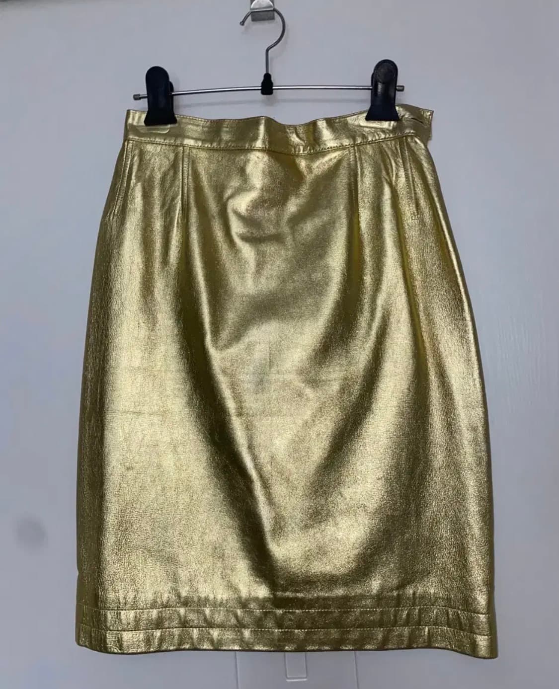 생로랑 빈티지 리얼 골드 가죽 스커트 상품이미지5