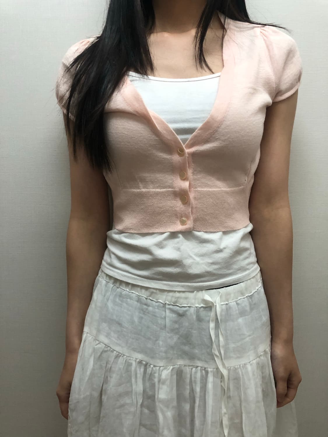 빈티지 베이비 핑크 크롭 가디건 상품이미지2