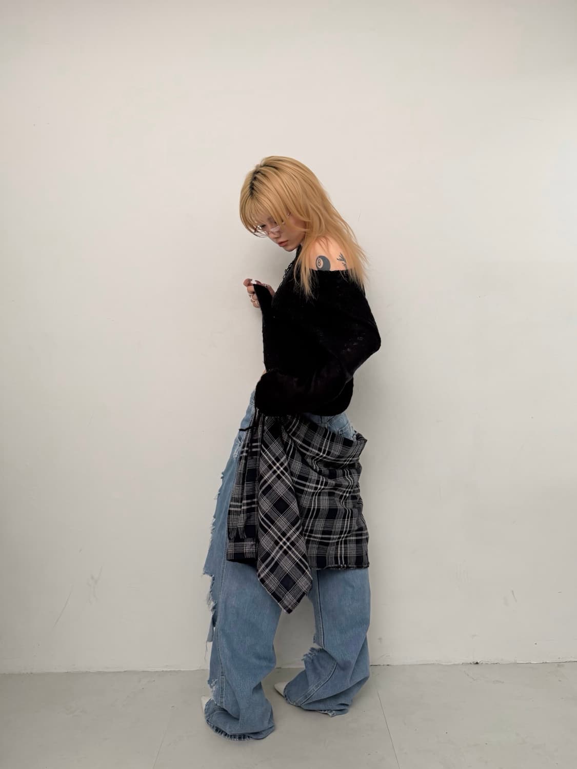 블랙 체크 루즈 셔츠  상품이미지4