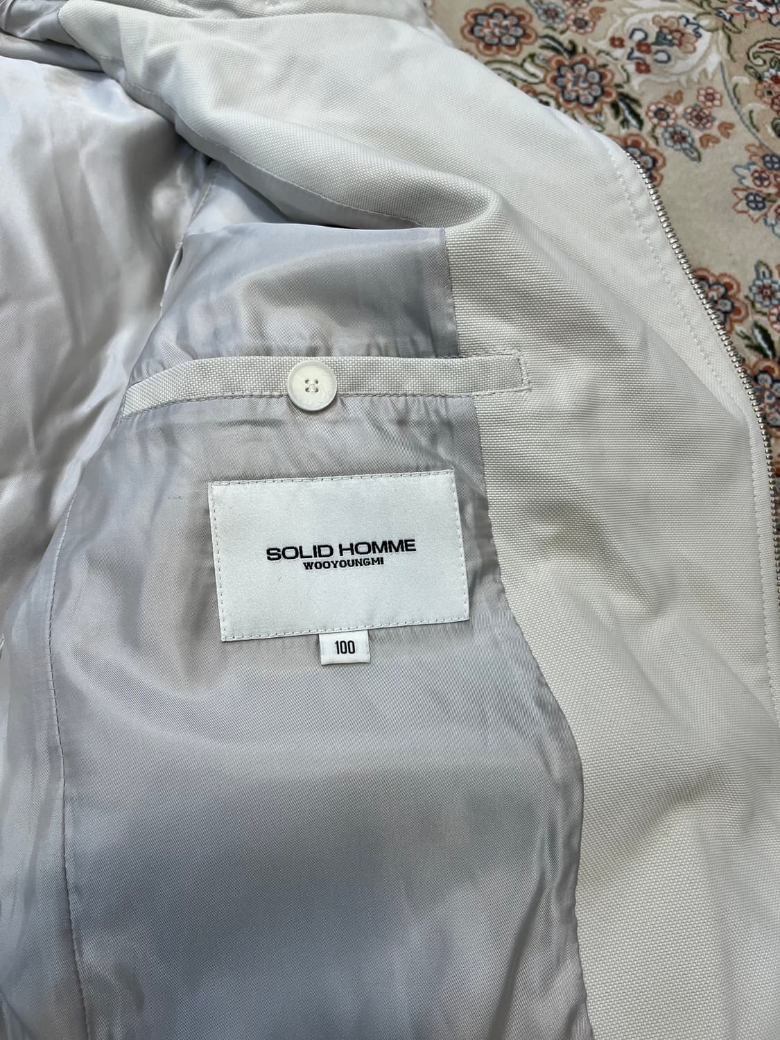 솔리드옴므 우영미 사선 하이넥 레더패치 자켓 상품이미지4