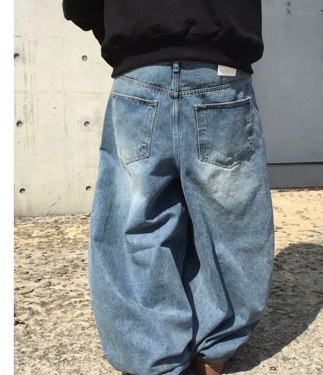 빈티지 스트릿 러프 벌룬 와이드 데님 새깅 팬츠 상품이미지3