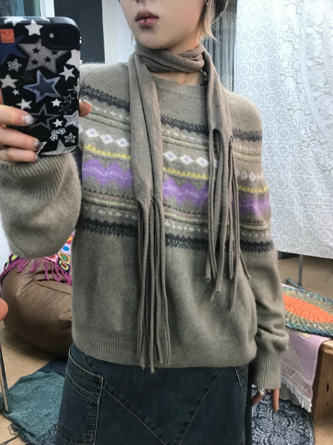 빈티지 커팅 디테일 머플러 목도리  상품이미지1