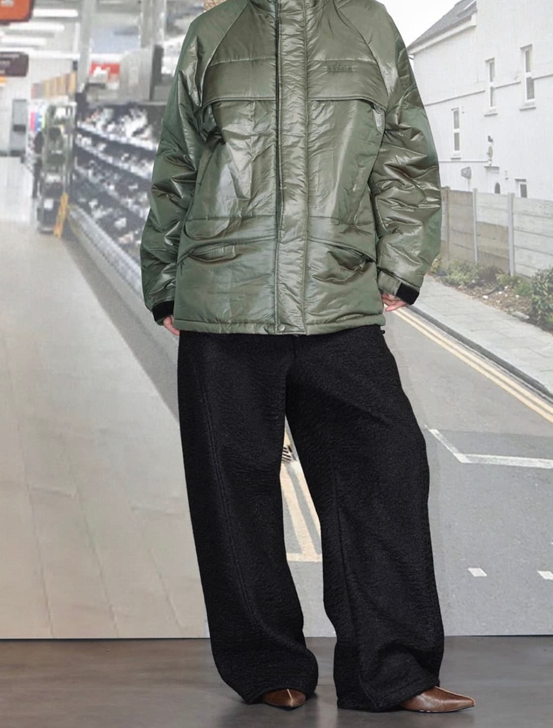 [CERRIC] 울와이드 밴딩 팬츠 블랙 상품이미지3