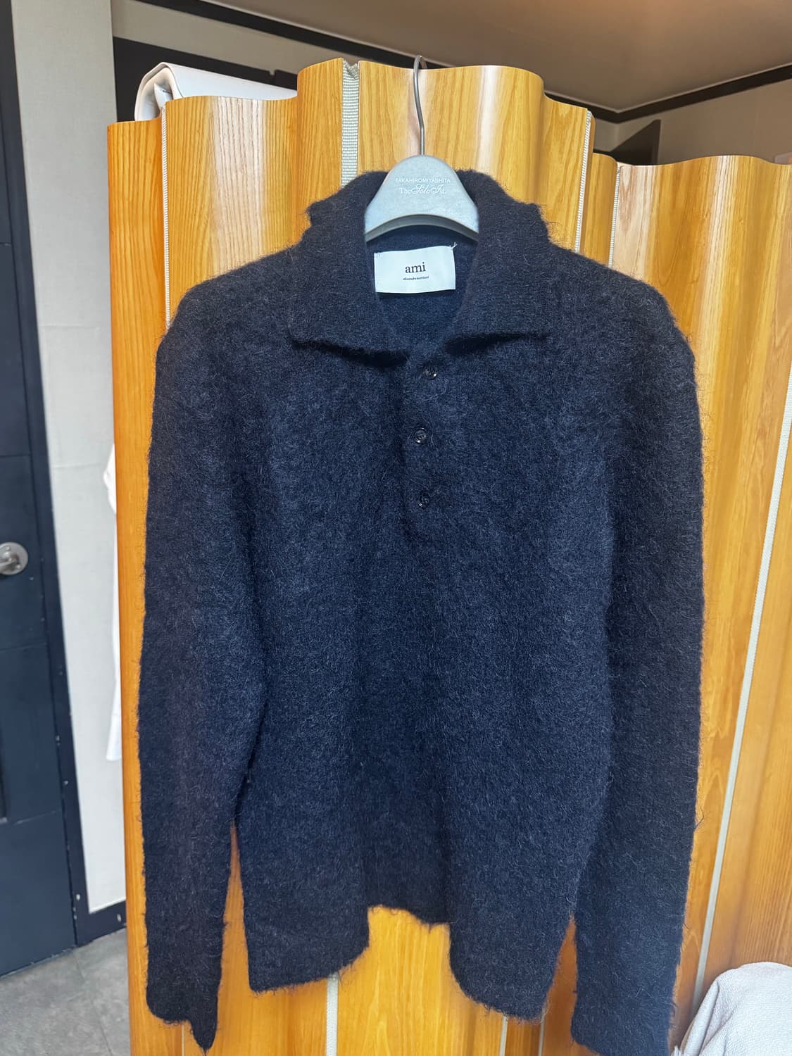 아미 Ami 알파카 니트 폴로 블랙 S 상품이미지1