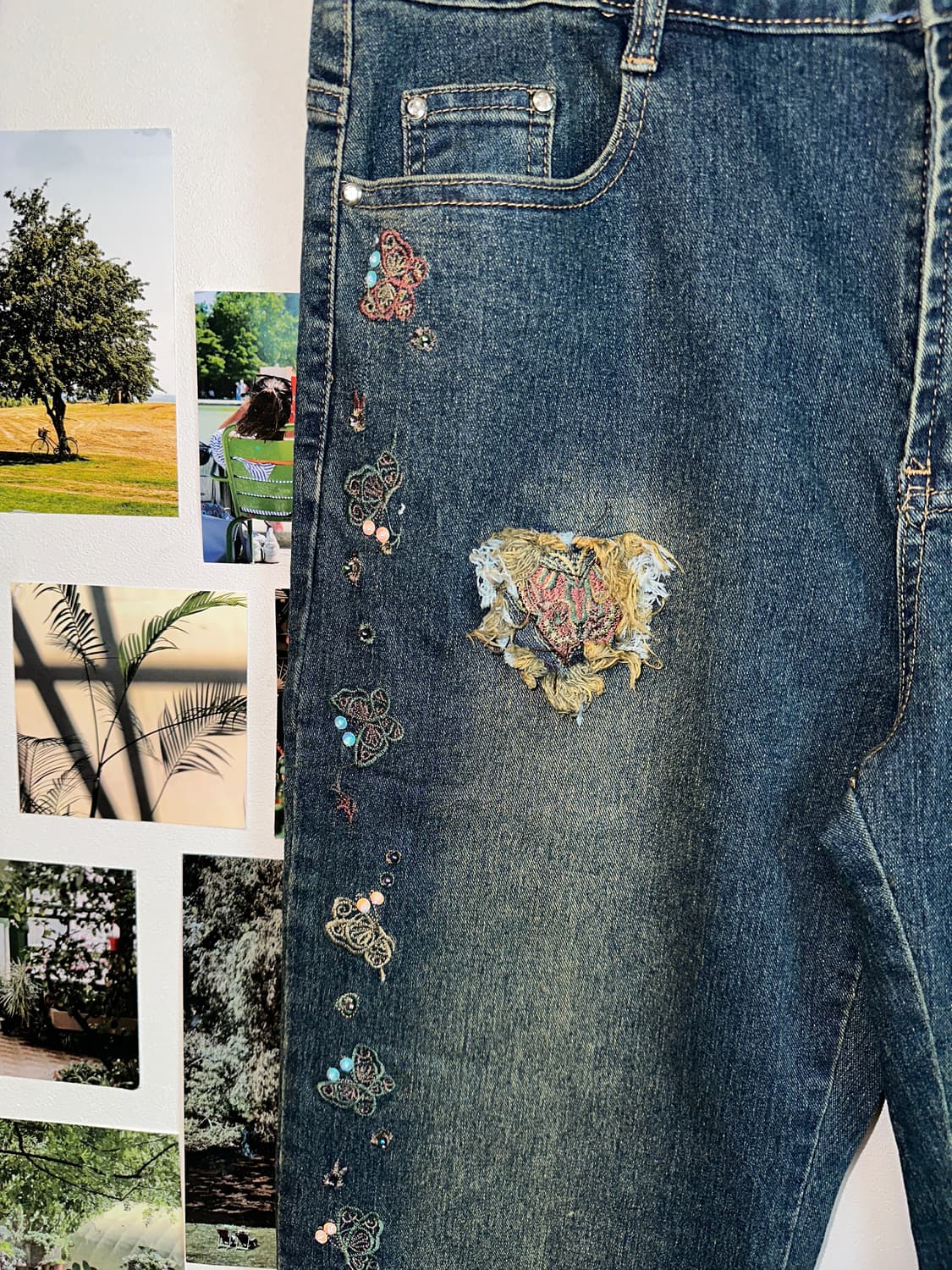 Washing denim butterfly 부츠컷팬츠 상품이미지3