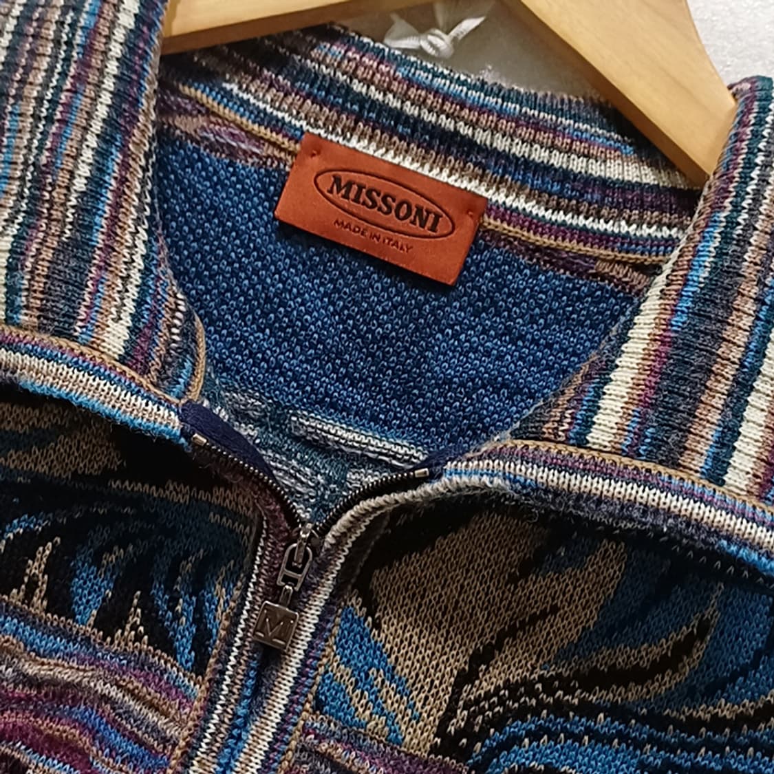 이태리정품 미쏘니 울 모헤어 카라 반집업 니트 남성 XL 훌륭 사랑봉봉 상품이미지4