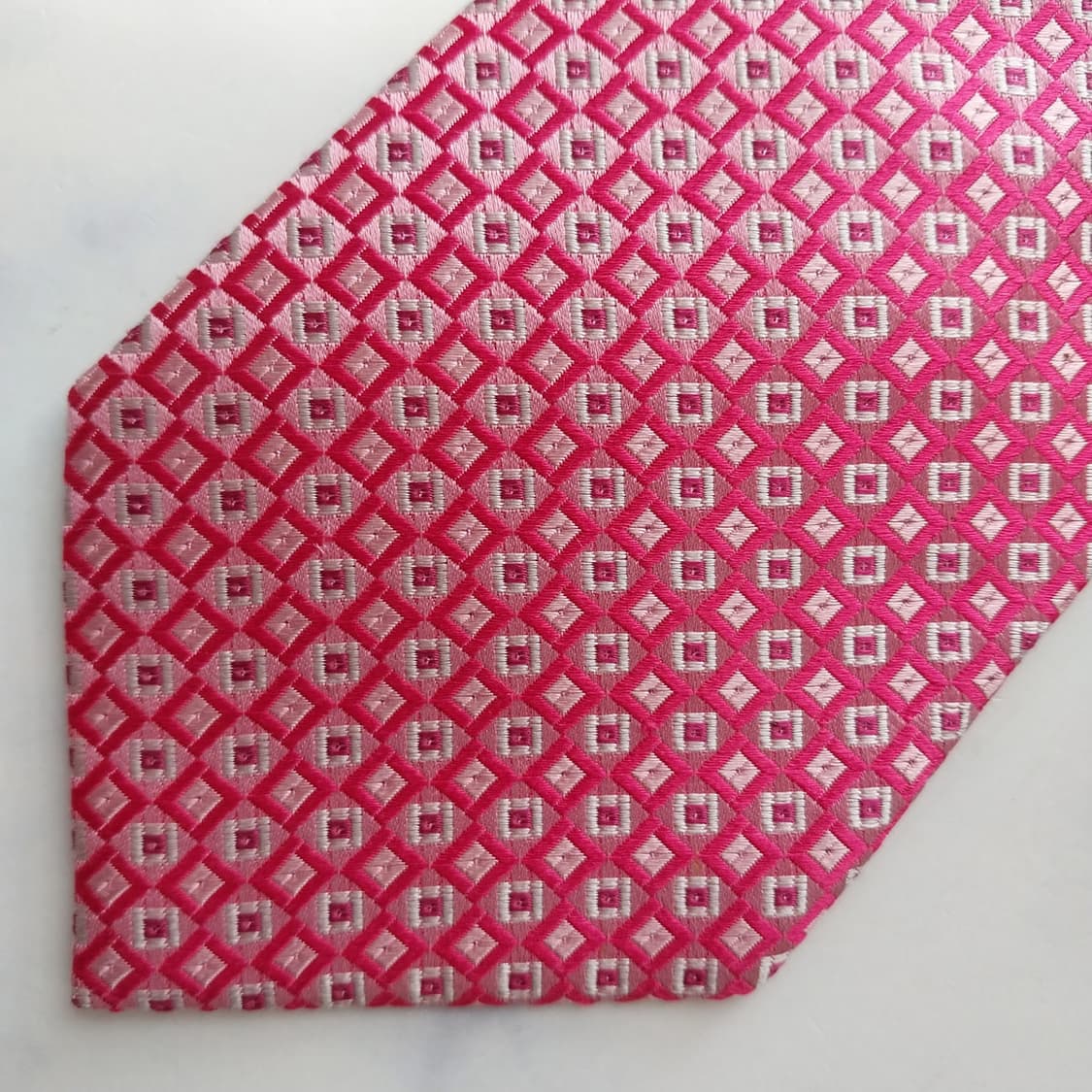 루이까또즈 실크 핑크 자카드 패턴 넥타이 9.1cm A+등급 K2343 상품이미지7