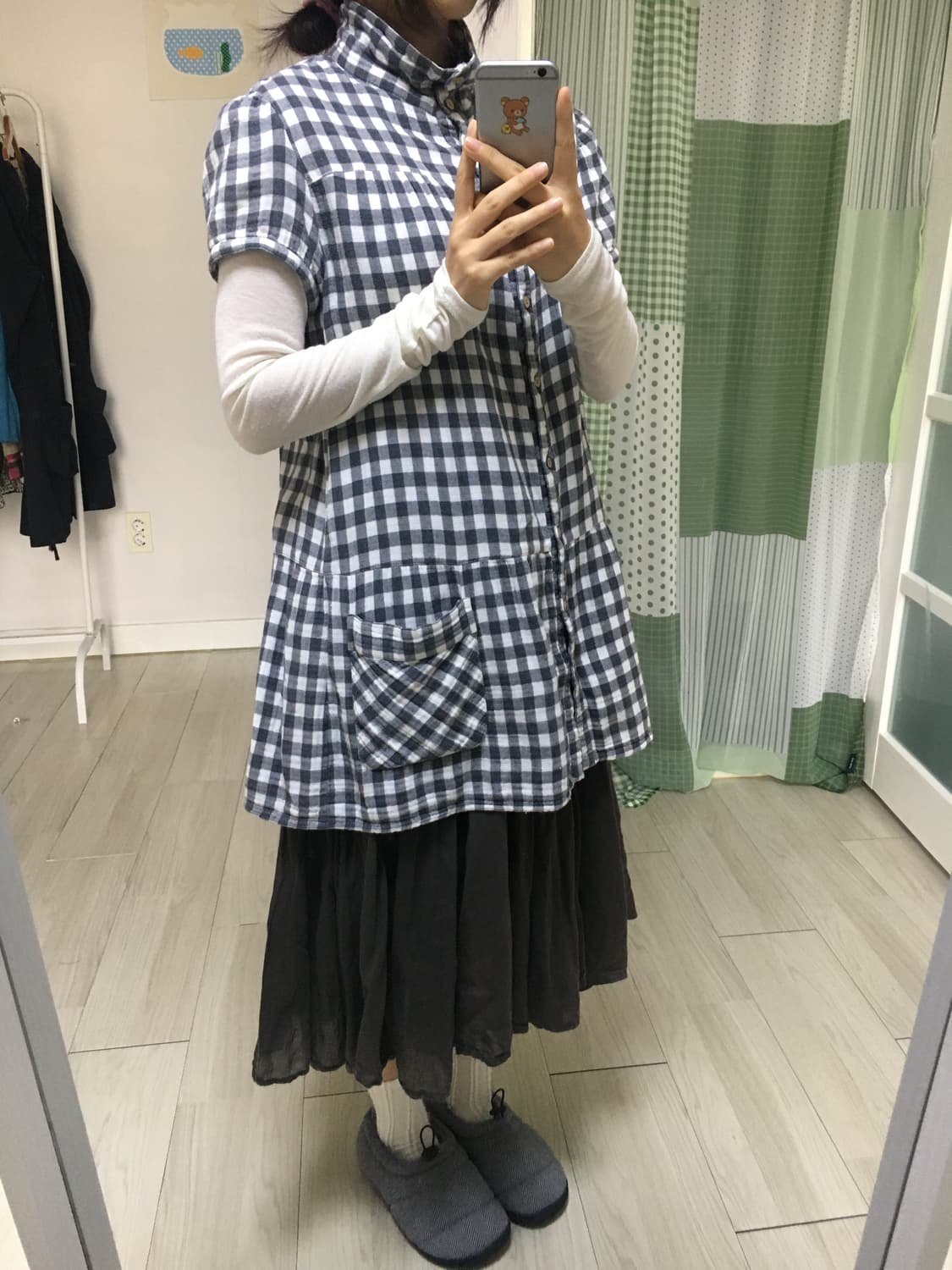 그레이 체크 반소매 탑  상품이미지10