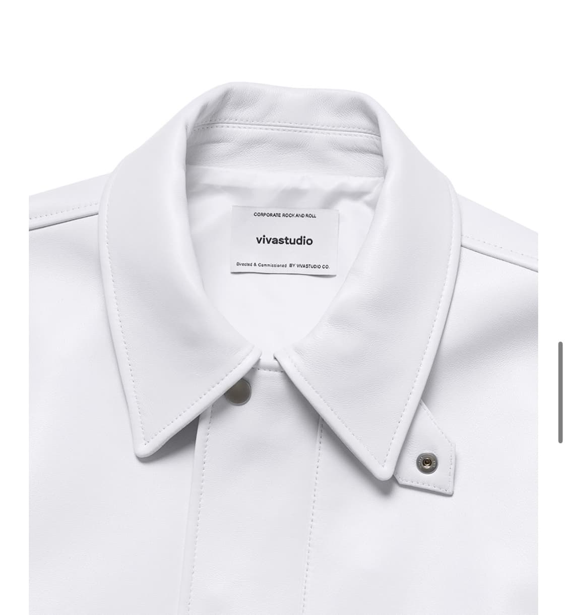 비바스튜디오 리얼레더 오버핏블루종 레더싱글자켓 화이트 상품이미지3