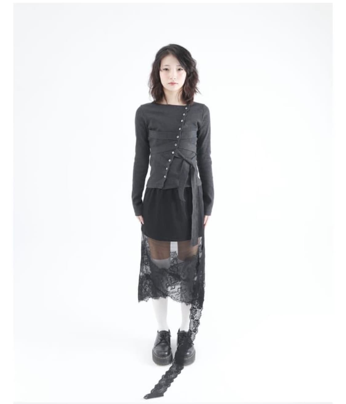 oshigh 오스하이 mesh lace long skirt black 상품이미지1