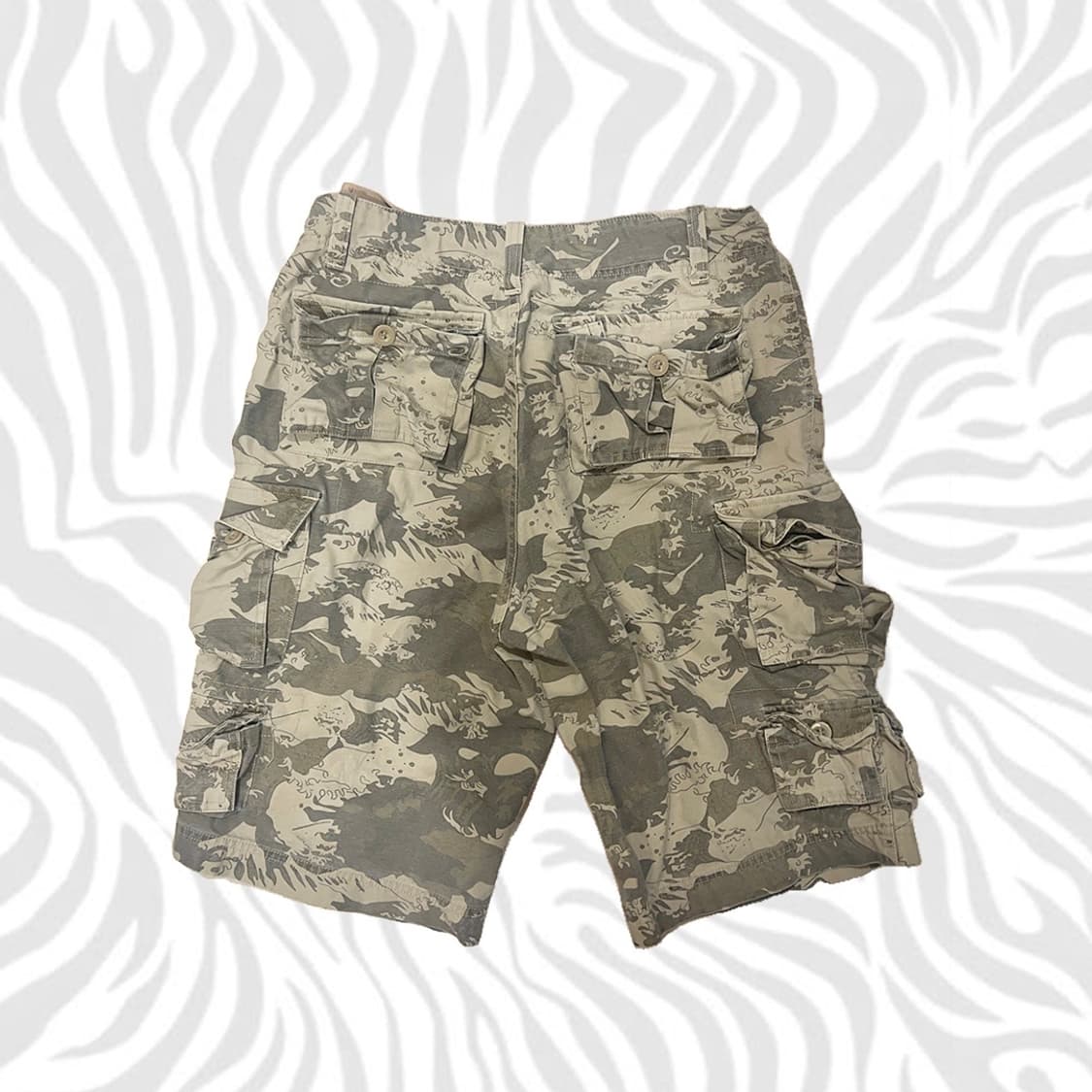 빈티지 우키요에 베이지 버뮤다팬츠 y2k 상품이미지2