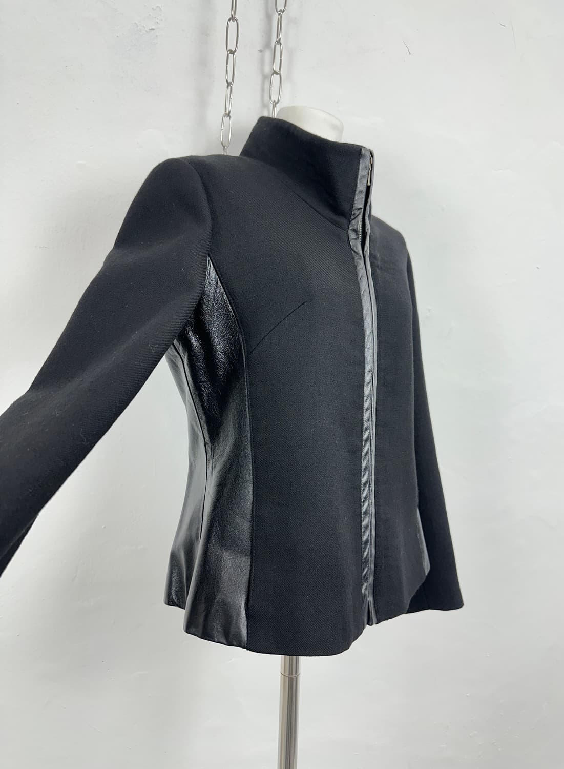 DOHO Leather-Trim Wool Blend Jacket 상품이미지8