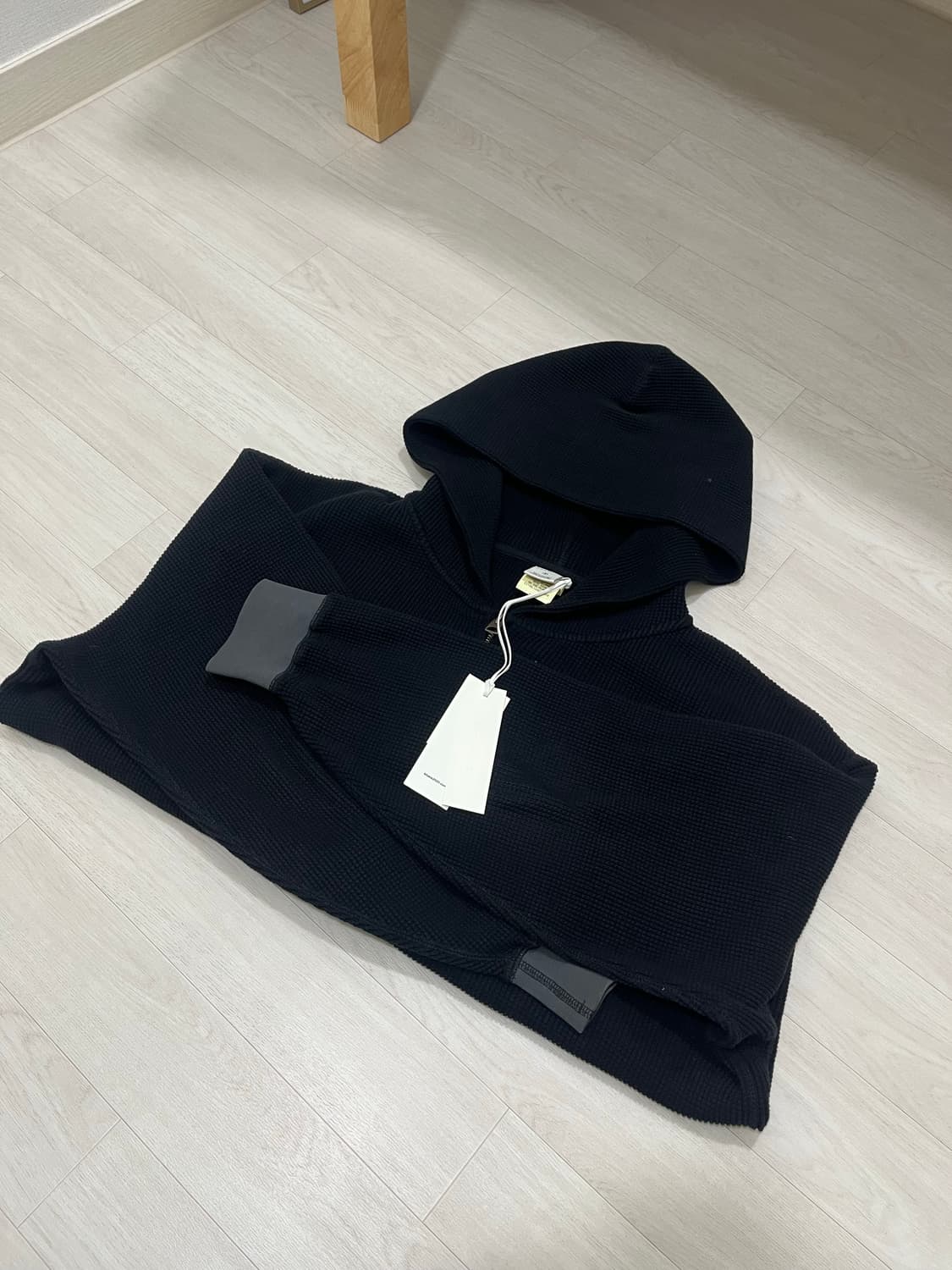 카키스 와플 풀집 후디 검정색  L사이즈 상품이미지3