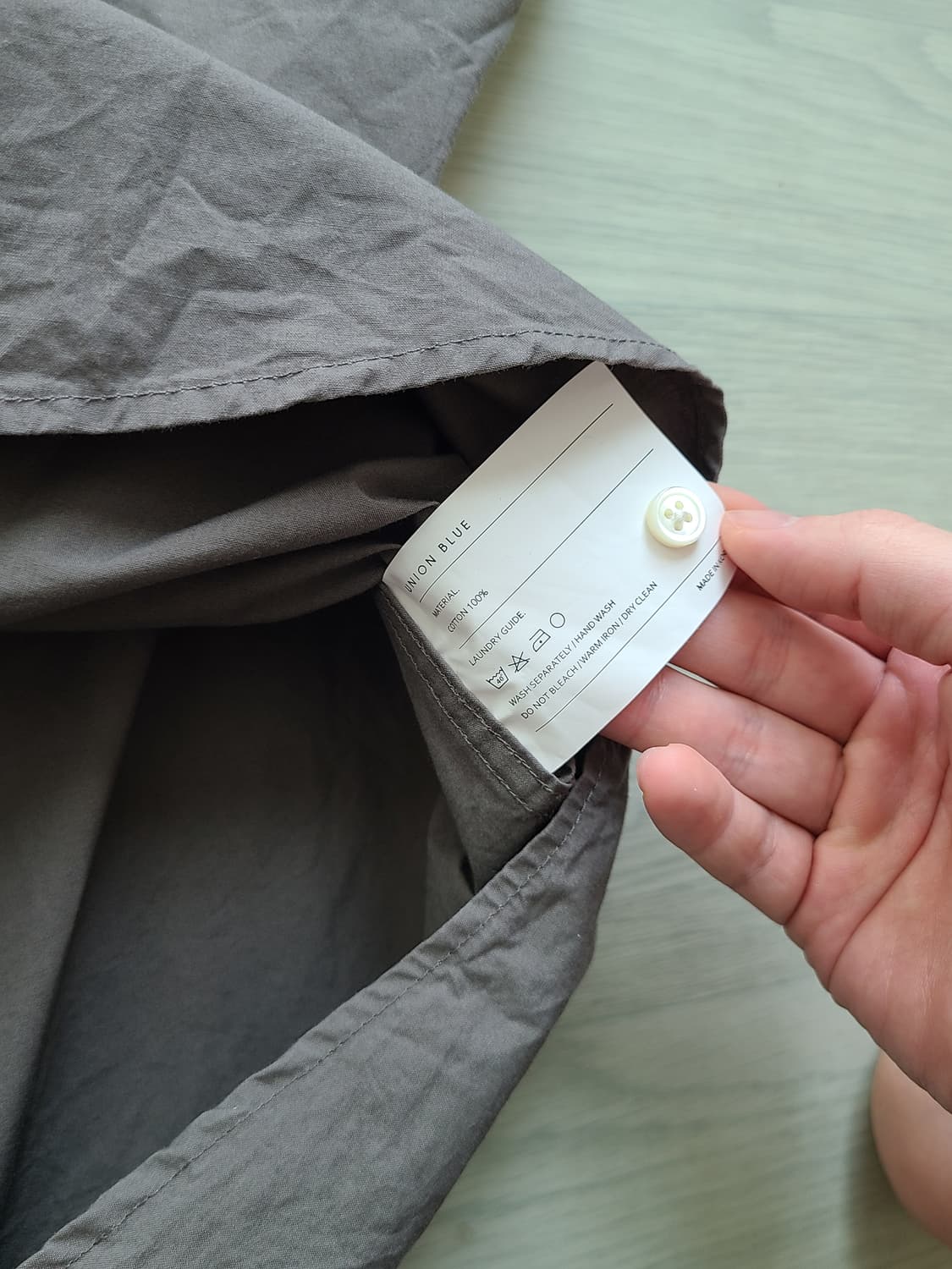 [S] 유니온블루 런드리 셔츠 카키 그레이 판매 상품이미지4