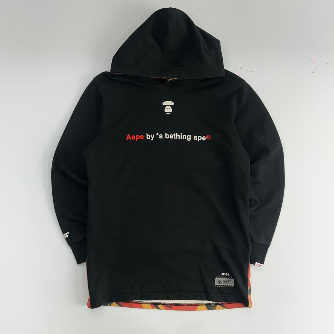 Aape 에이프 오렌지 카모 백포인트 블랙 후드티  상품이미지3