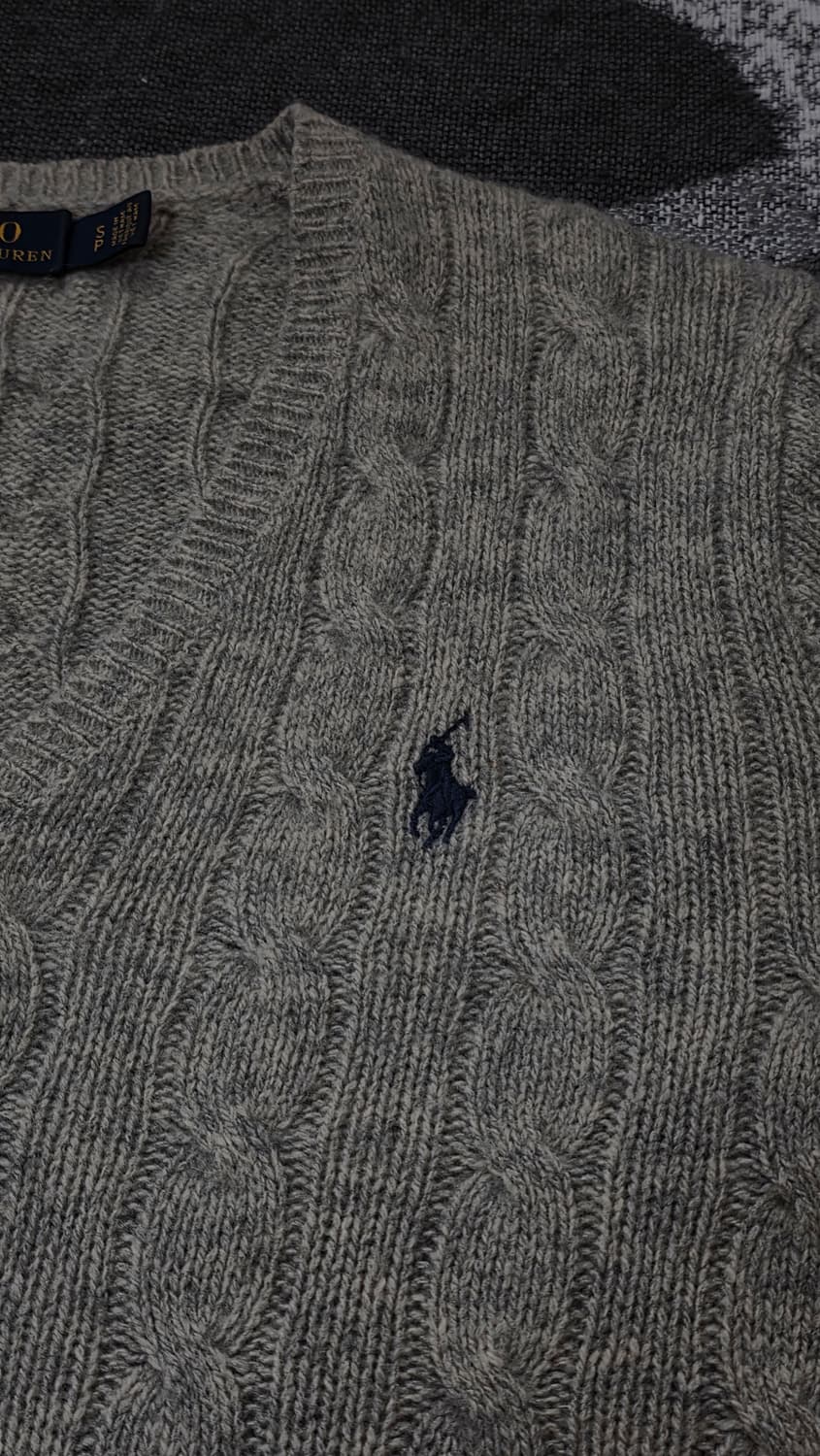 폴로 랄프로렌 여성용 울캐시미어 브이넥 케이블 니트 그레이 S 상품이미지5