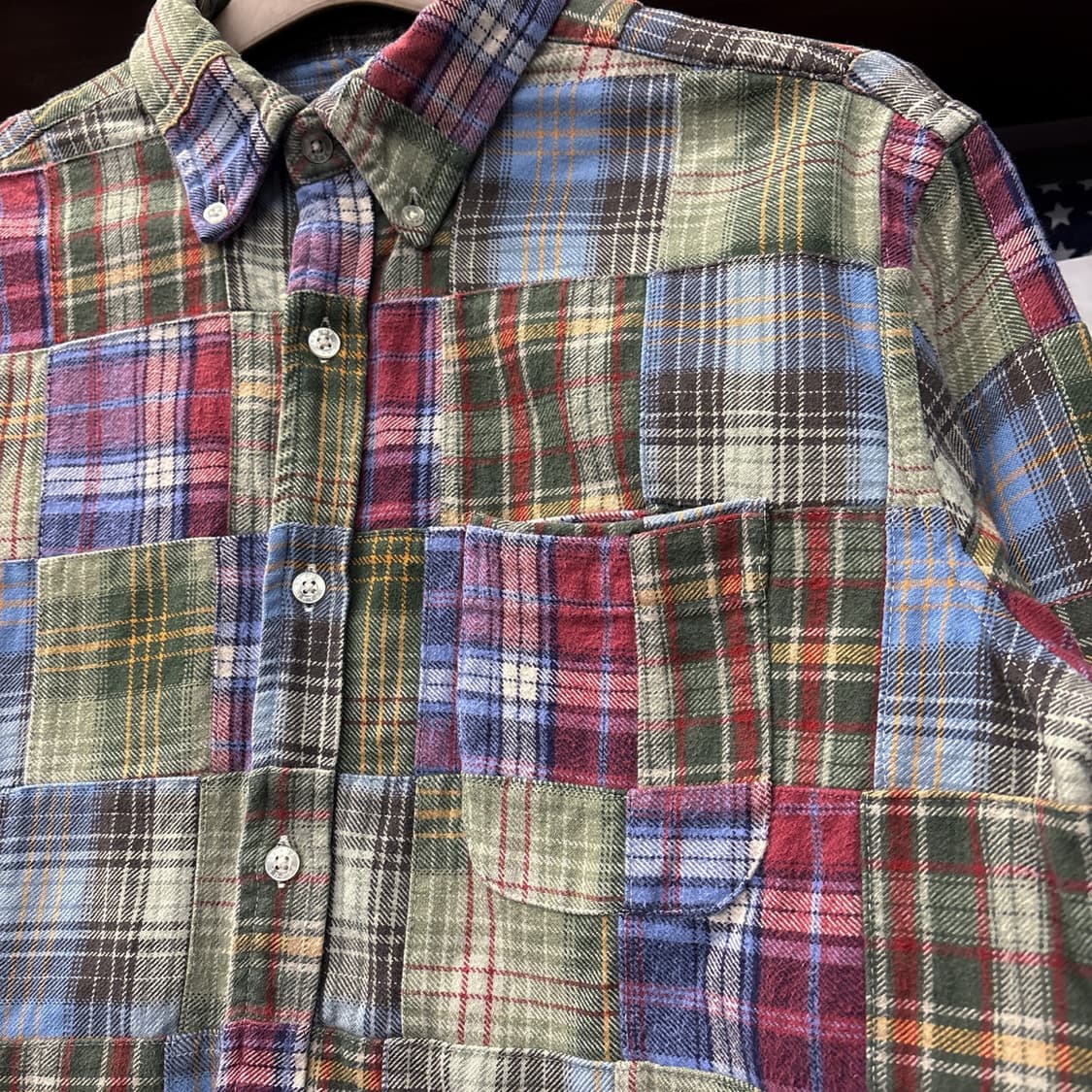 빔즈 마드라스 그런지 패치워크 버튼다운 셔츠 N873 상품이미지5