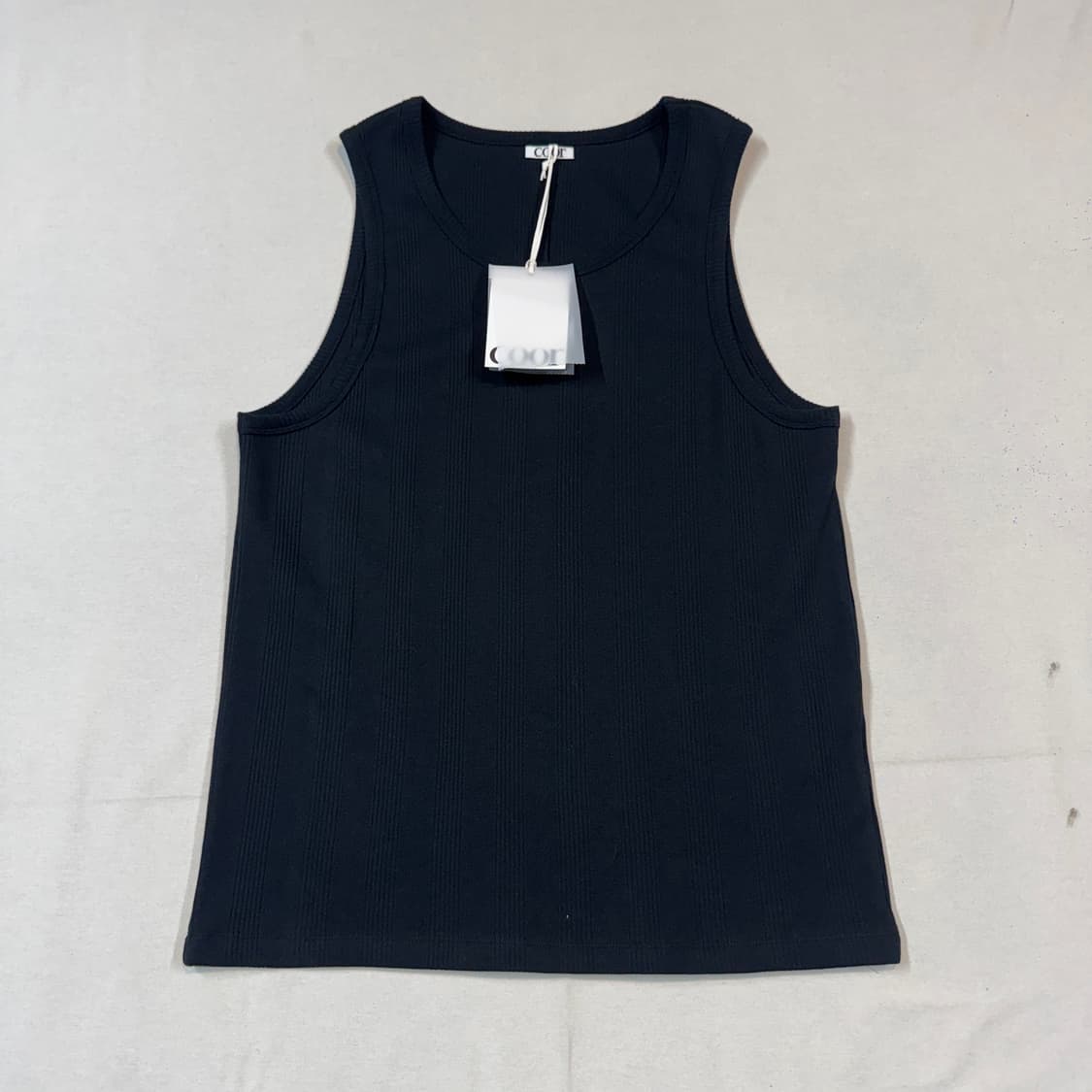 M) COOR 쿠어 골지 슬리브리스 나시 블랙 상품이미지1