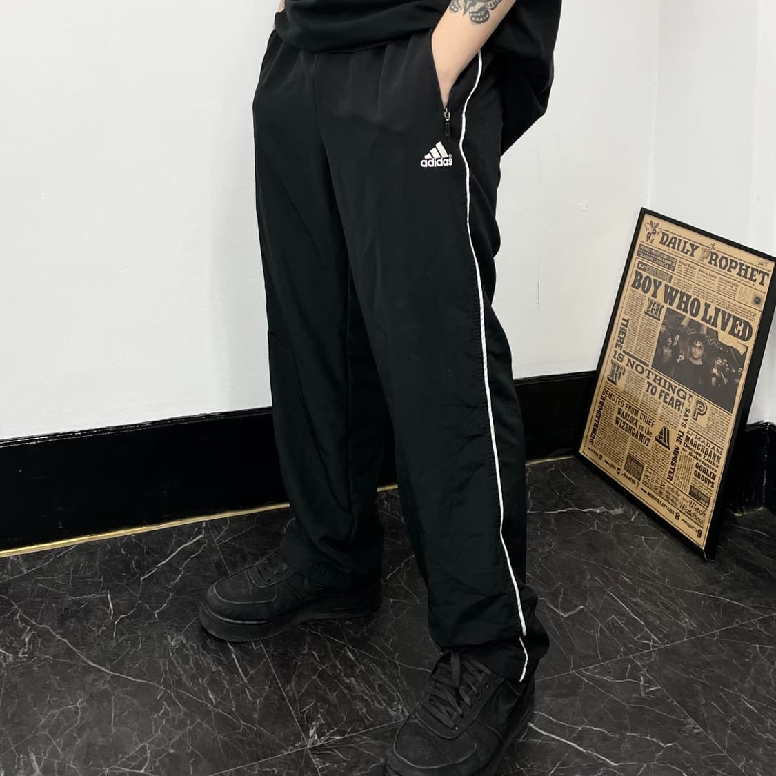 S 아디다스 파이핑 와이드 트랙팬츠 상품이미지1
