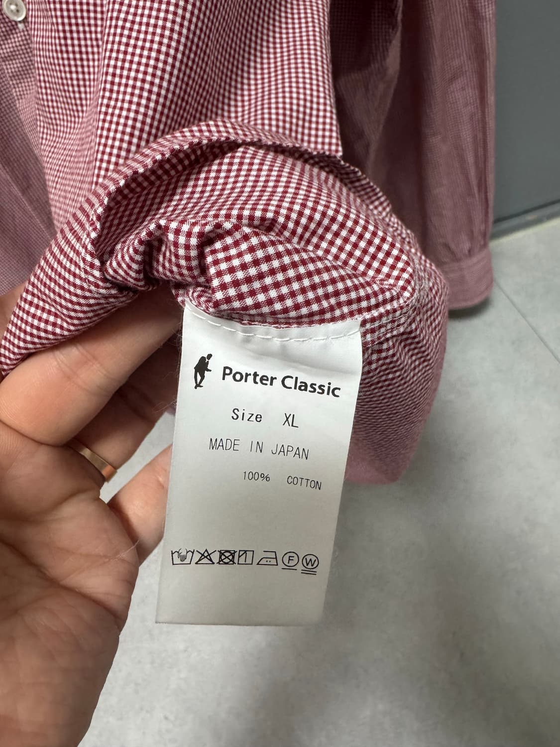 (새상품)포터클래식 깅엄체크셔츠 레드 xl판매 porter classic 상품이미지3